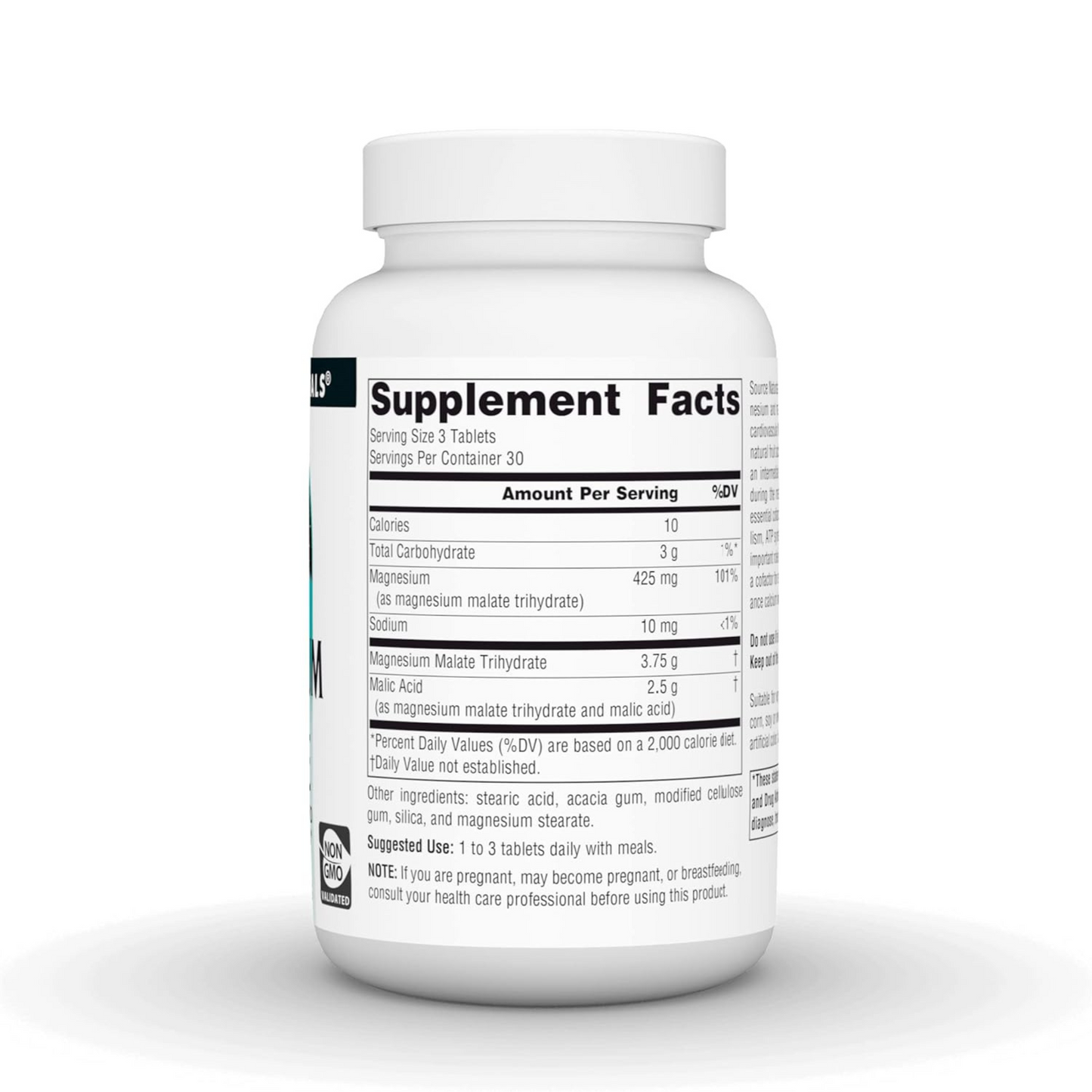 Combo 4 Source Naturals Magnesium Malate 3750mg por Porção (3 Comprimidos), 90 Comprimidos