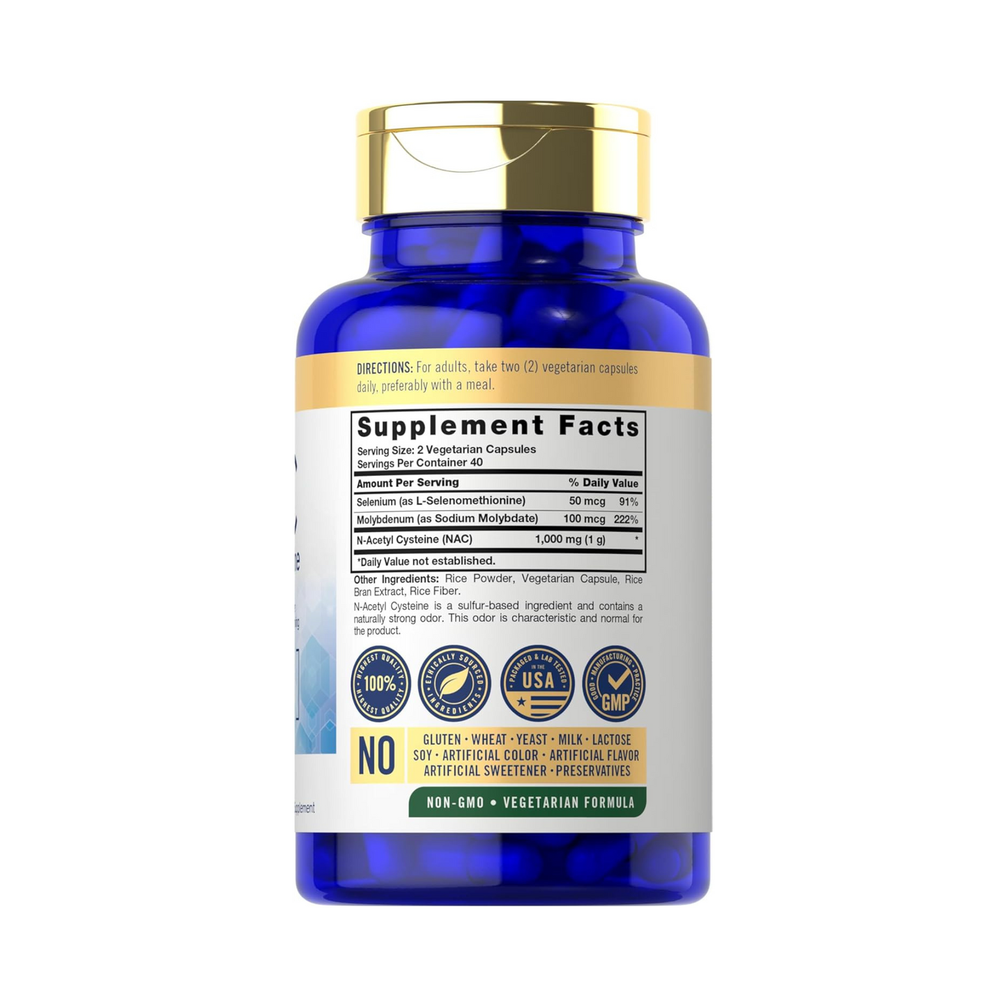 Carlyle NAC 1000 mg com Selênio e Molibdênio, 80 Cápsulas Vegetarianas