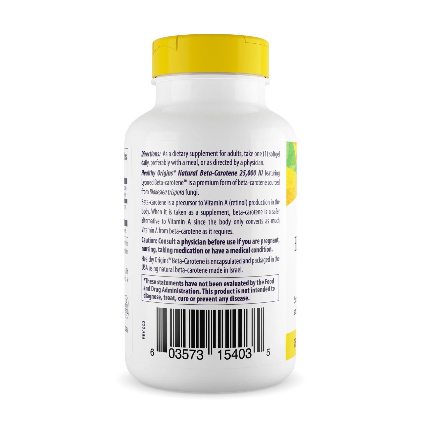 Healthy Origins, Beta Carotene, 25,000 IU, 180 Gels