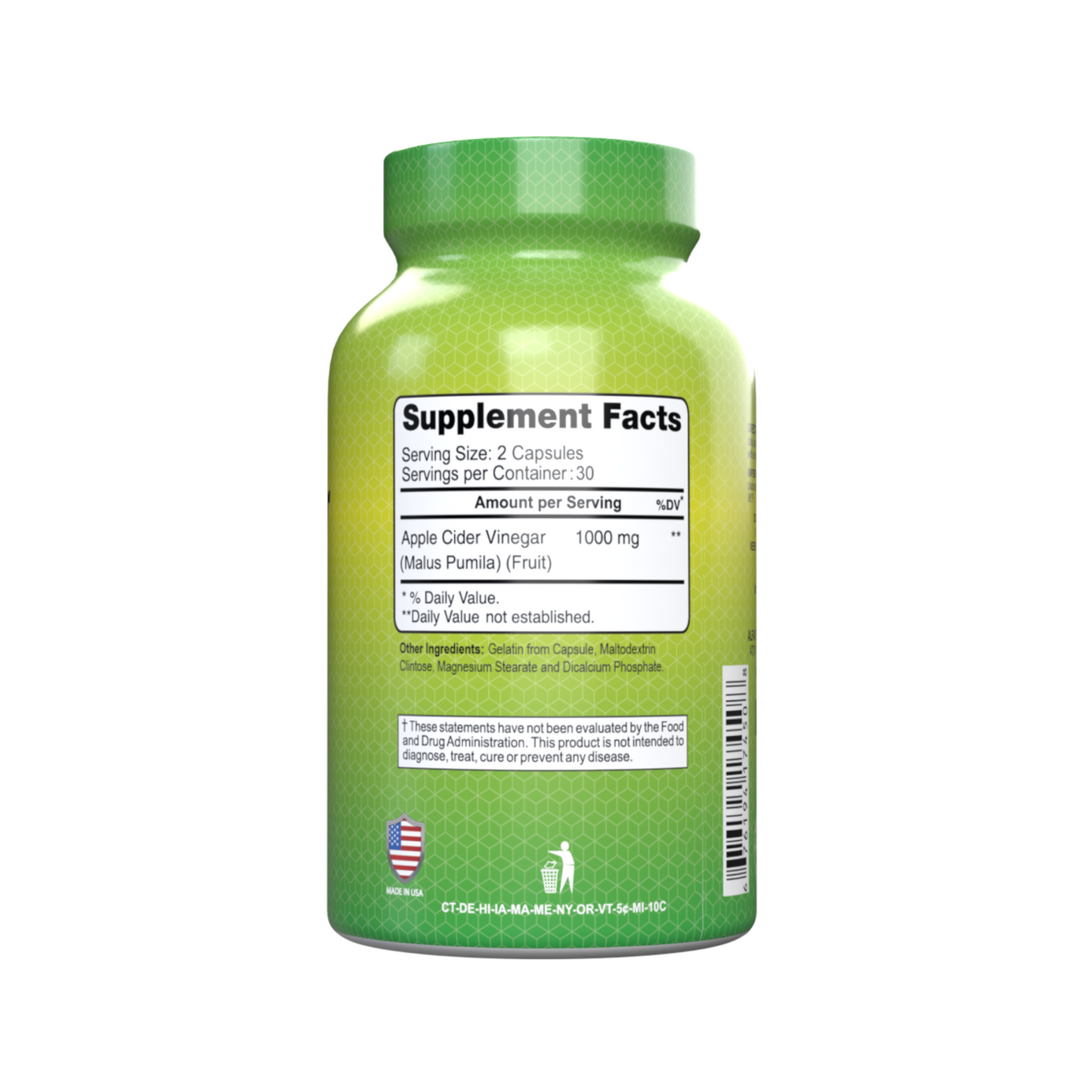 Suplemento Alfa Vitamins Vinagre de Maçã, 1000 mg, 60 Cápsulas