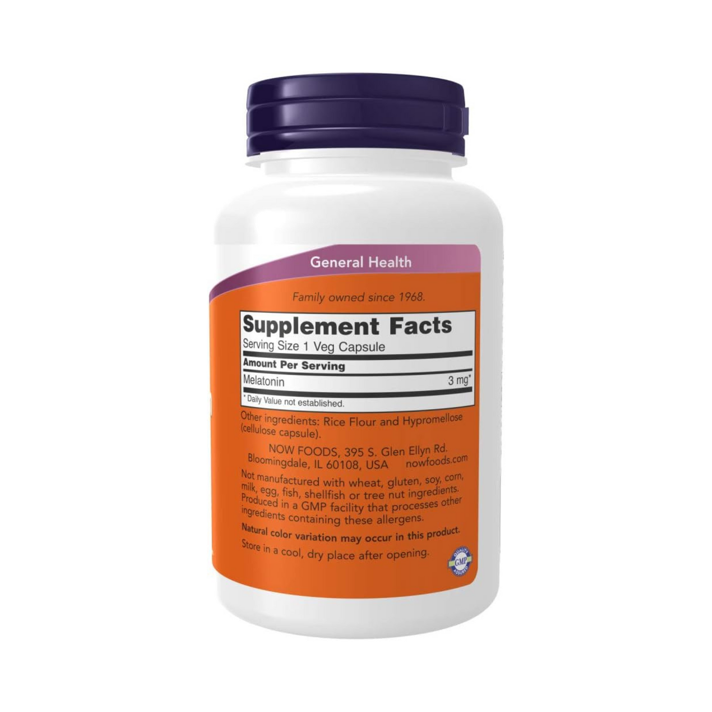 Now Food, Melatonina, 3 mg, 180 cápsulas Vegetais
