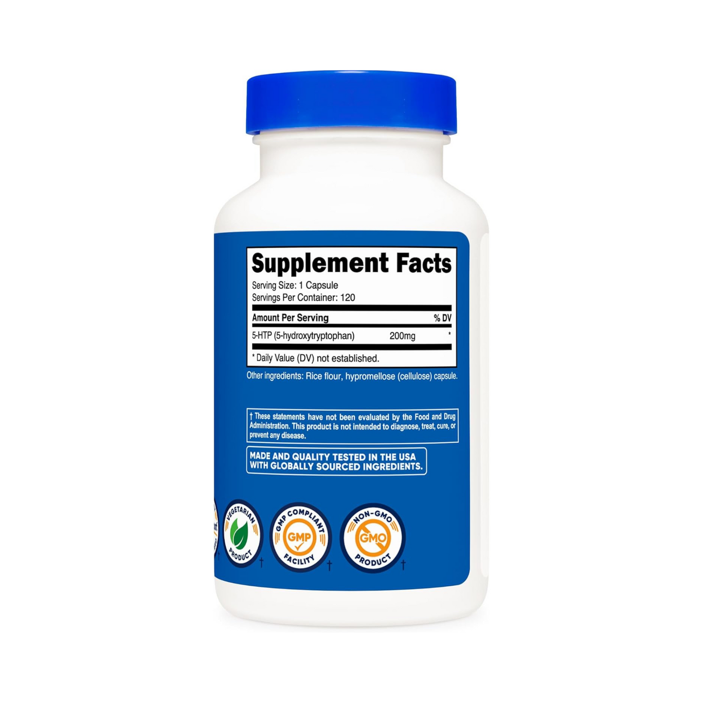 Nutricost 5-HTP 200mg, 5-Hidroxitriptofano, 120 Cápsulas Vegetarianas