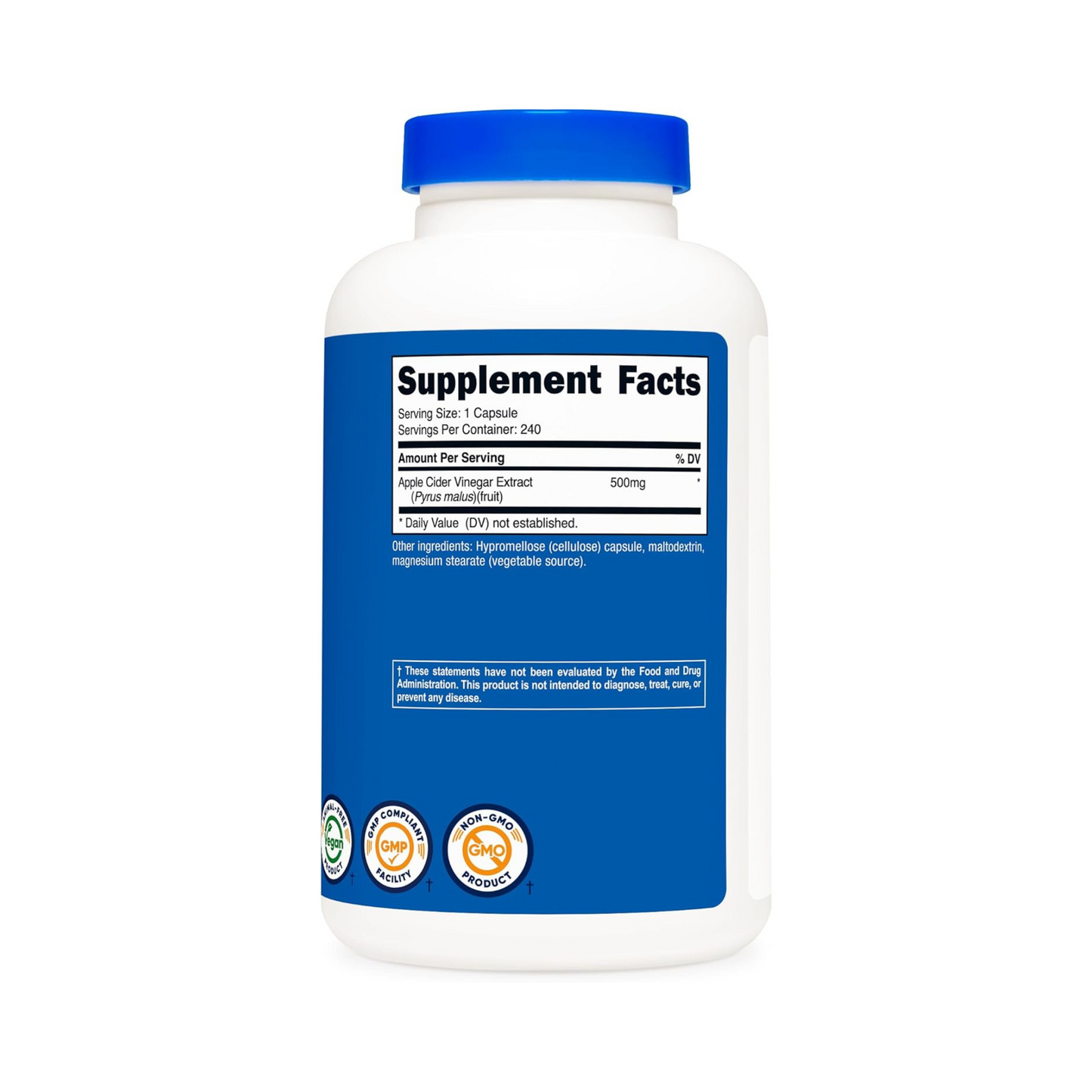Nutricost Vinagre de Maçã 500 mg 240 Cápsulas Vegetarianas