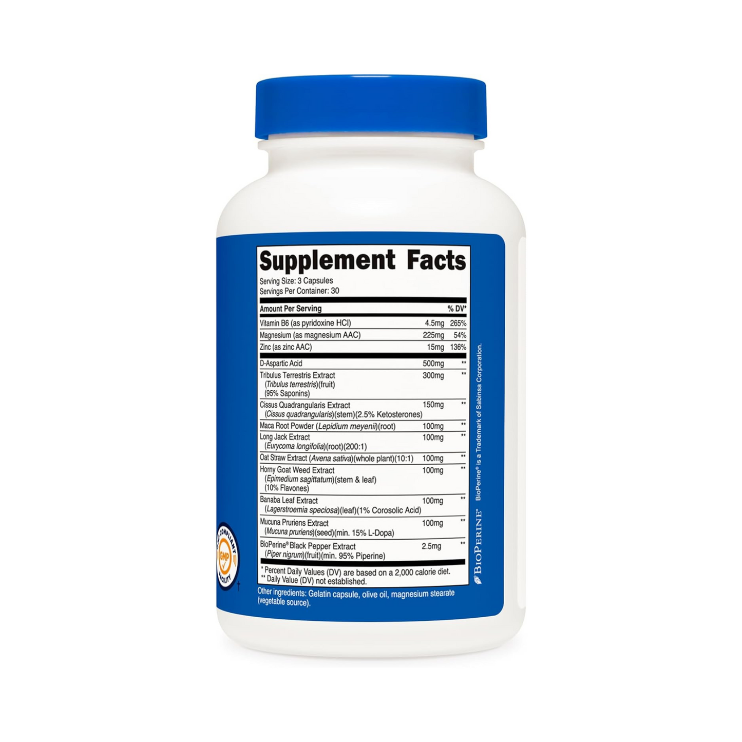 Nutricost Complexo de Suporte ao Testosterona 90 Cápsulas