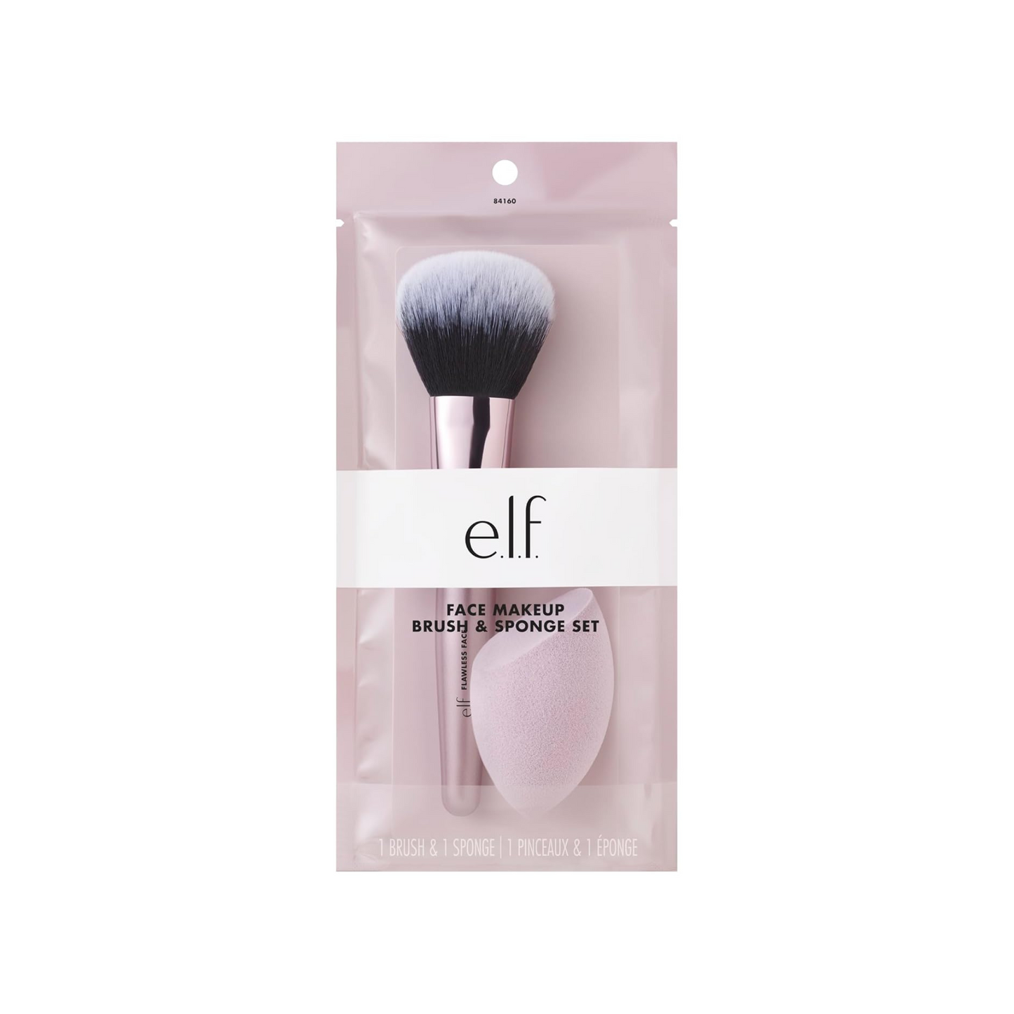 e.l.f. Duo Complexion Brush & Sponge, Kit com Pincel e Esponja para Rosto, Vegano e Livre de Crueldade