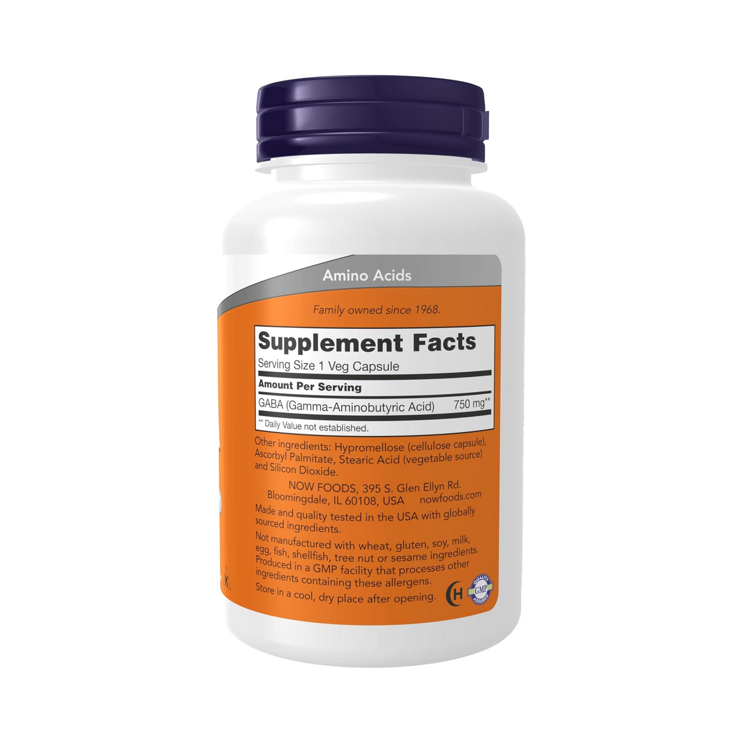 Now Foods GABA 750 mg, 100 Cápsulas Vegetais