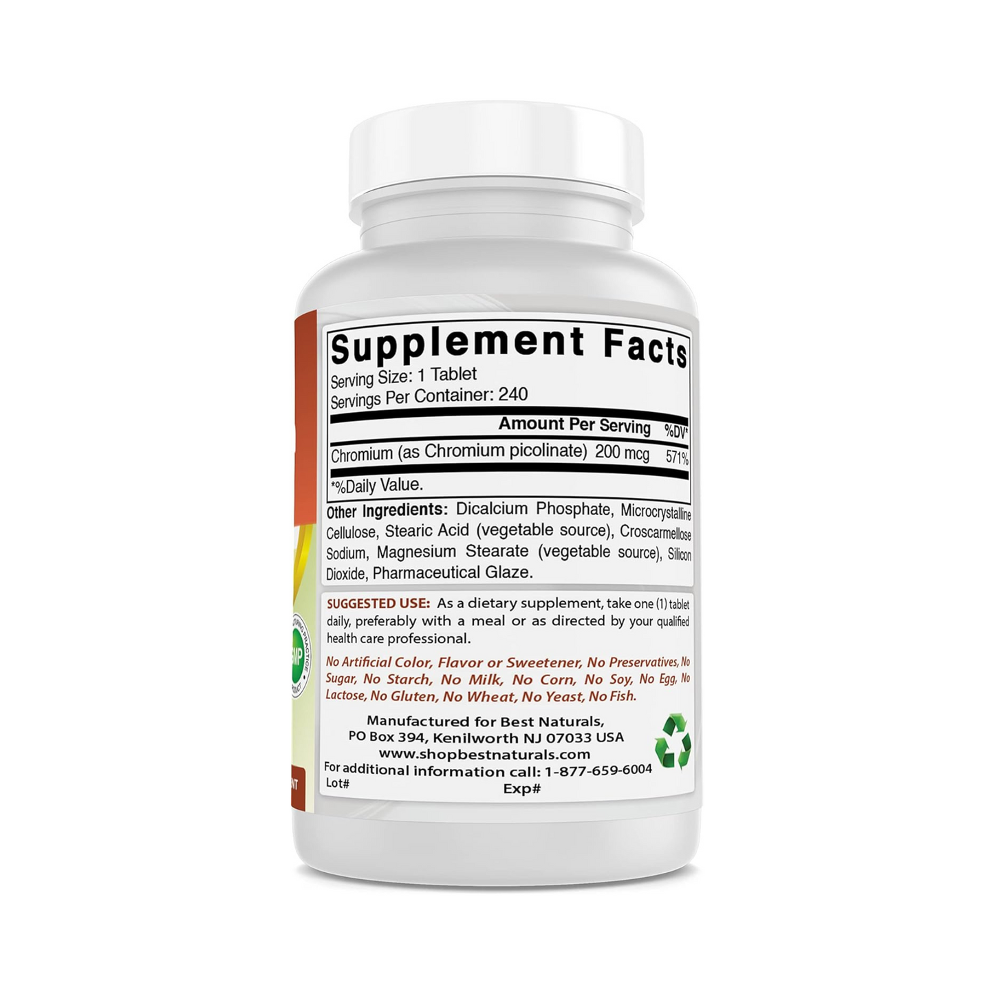 Best Naturals Chromium Picolinate, 1000 mcg, 240 Comprimidos