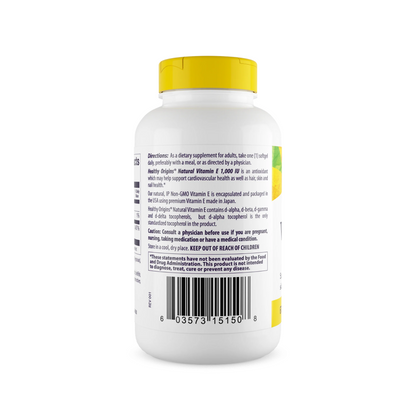 Healthy Origins Vitamin E - 1000 IU (Natural) Mixed Toco. 120 Gels