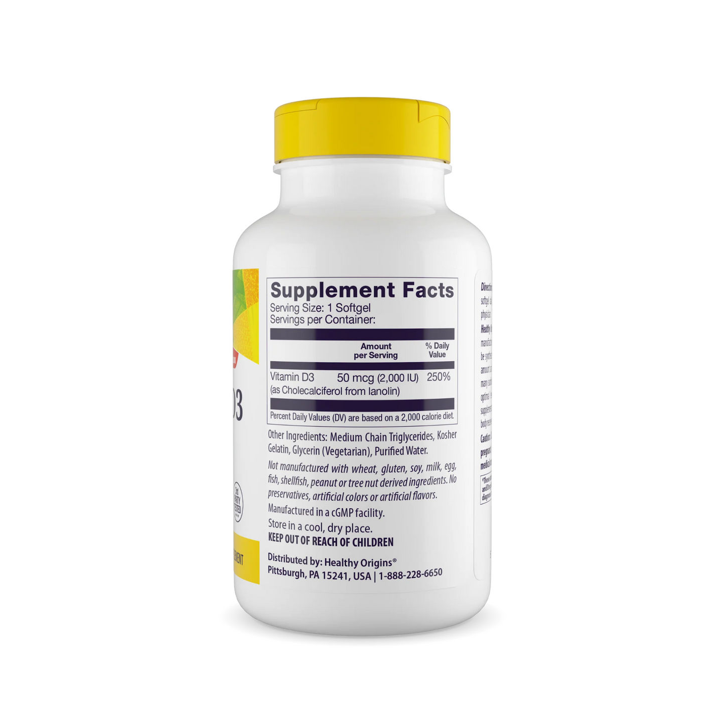 Healthy Origins Vitamina D3 2000 UI, 360 Cápsulas Softgel