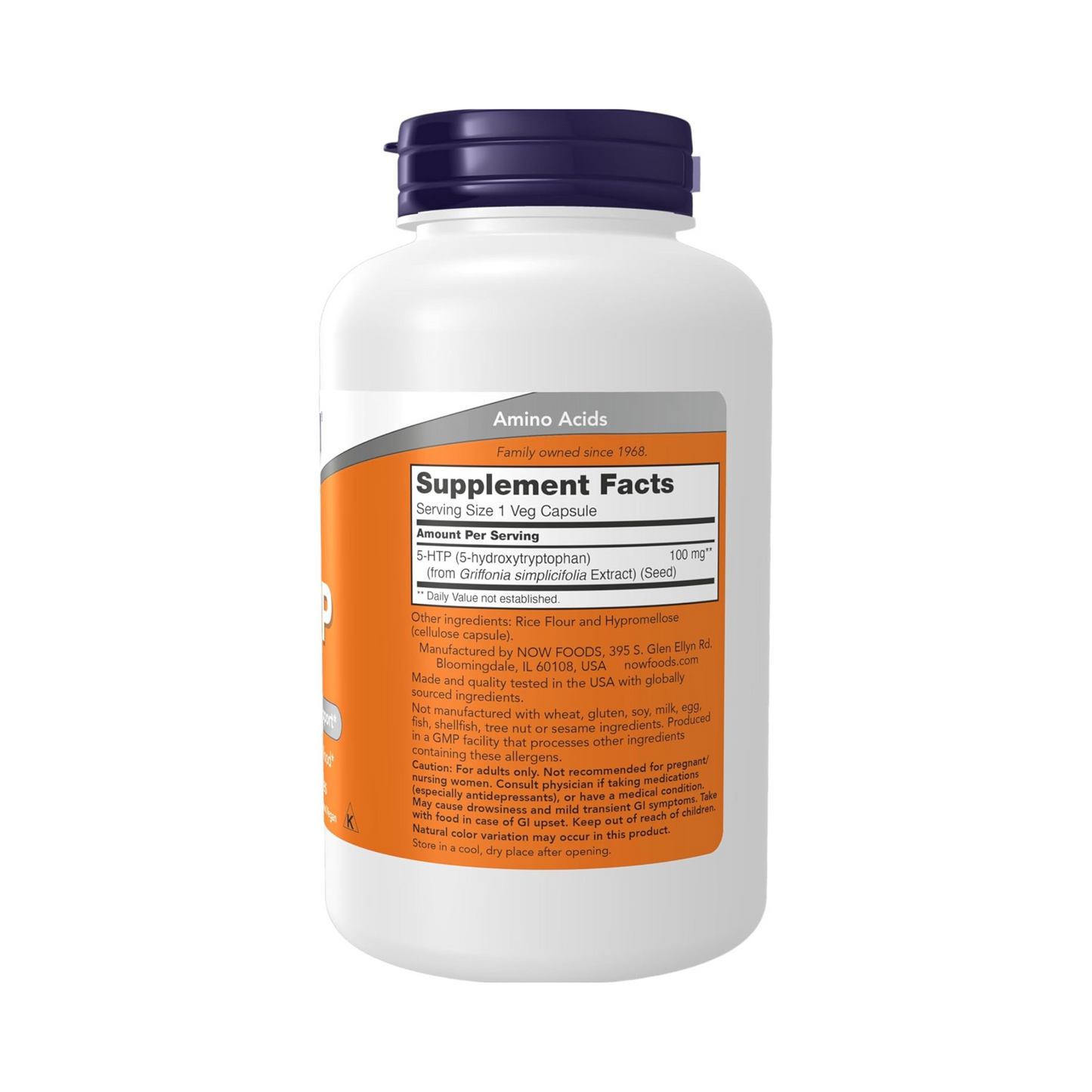 NOW Foods 5-HTP 100 mg, 240 Cápsulas Vegetais