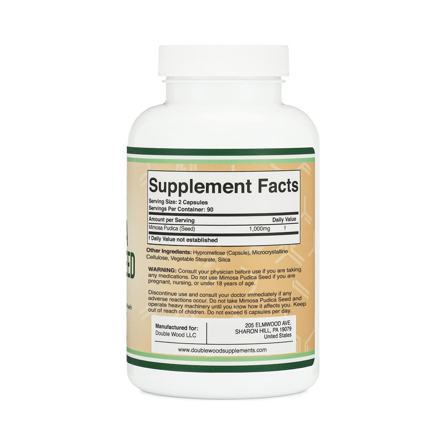 Double Wood Mimosa Pudica Suporte Intestinal e Digestivo 1000 mg 180 Cápsulas