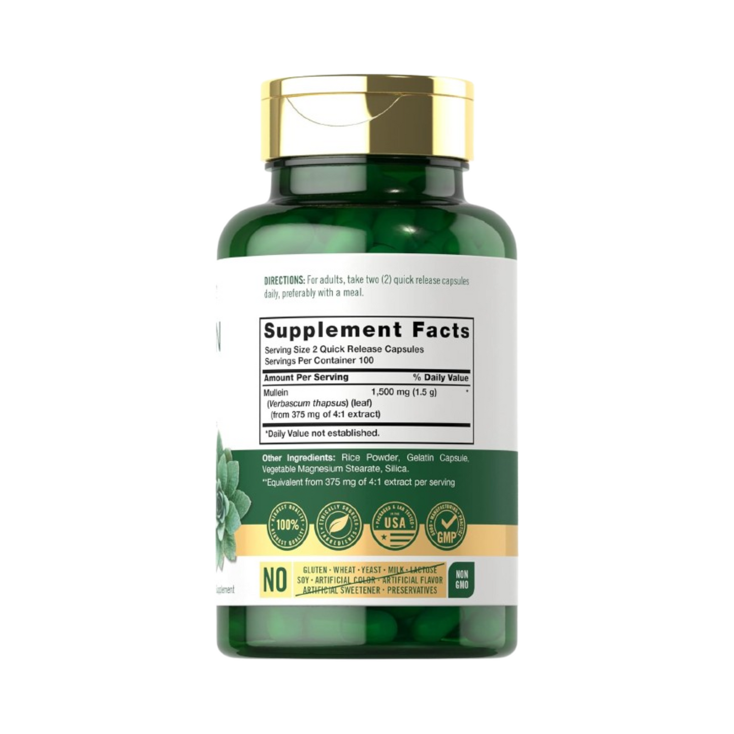 Carlyle Mullein Leaf Extract 1500 mg, 200 Cápsulas