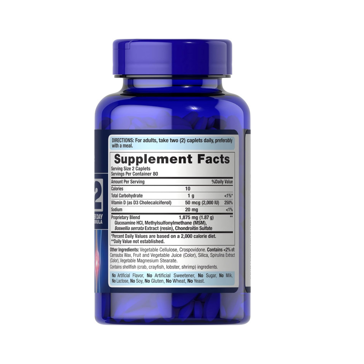 Puritan's Pride Glucosamina condroitina tripla com vitamina D3 cápsulas, 160 unidades