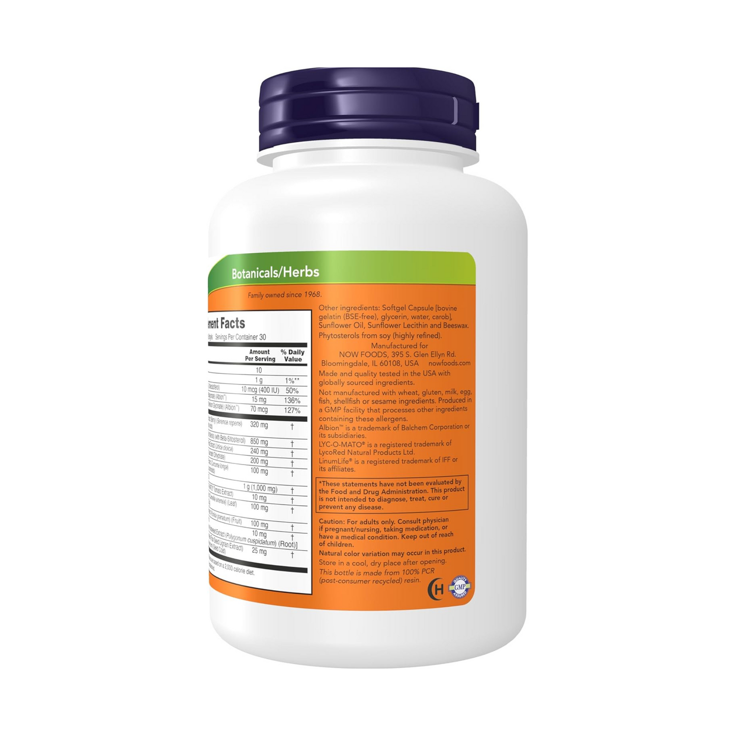 NOW Foods Prostate Health, Saw Palmetto, Beta-Sitosterol e Licopeno, 90 Softgels