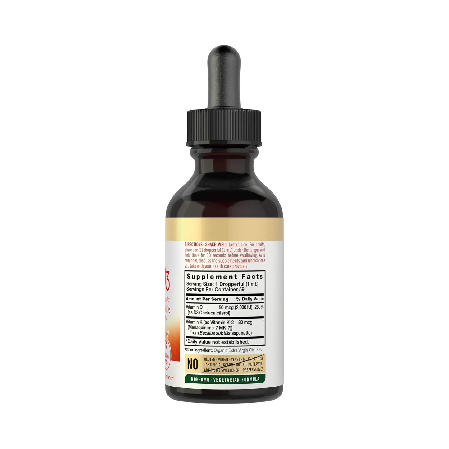 Carlyle Vitamina D3 e K2 como MK-7 Líquido, 2 fl oz