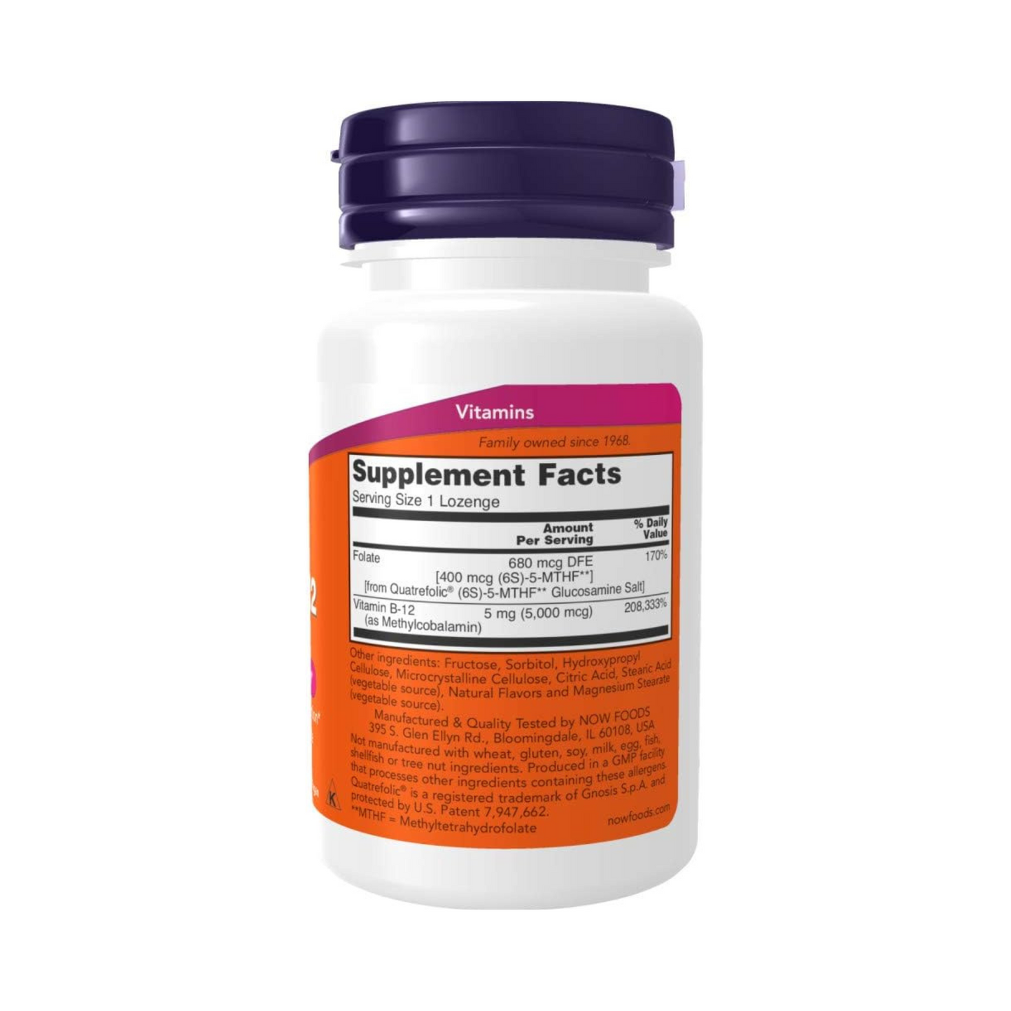 NOW Suplementos, Metil B-12 (Metilcobalamina) 5000 mcg, 120 Pastilhas