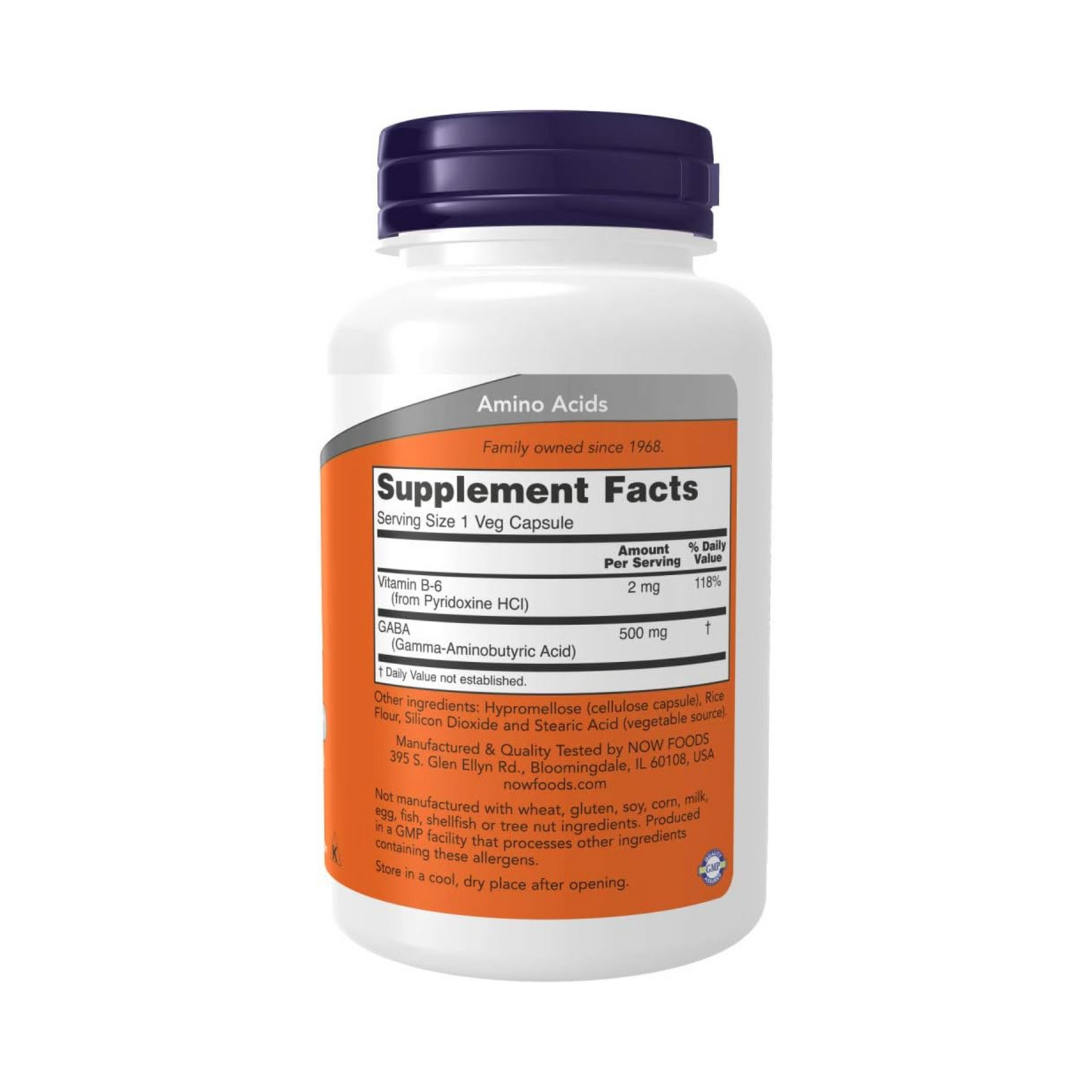 Now Foods GABA 500 mg com Vitamina B6, 100 Cápsulas Vegetais