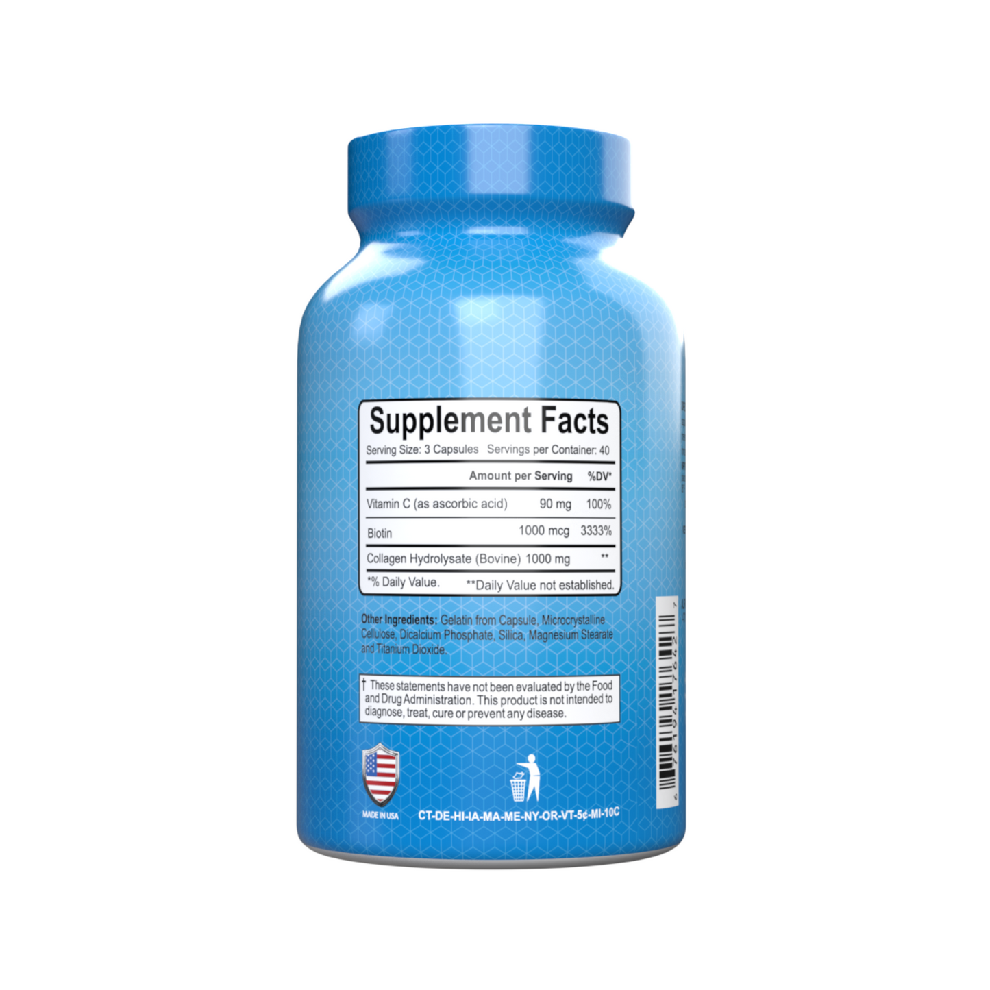 Suplemento Alfa Vitamins Colágeno C Hidrolisado com Biotina, 120 Cápsulas
