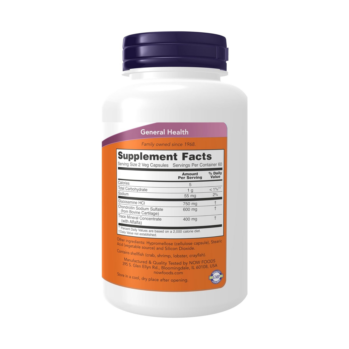 NOW Suplementos, glucosamina e condroitina 120 cápsulas