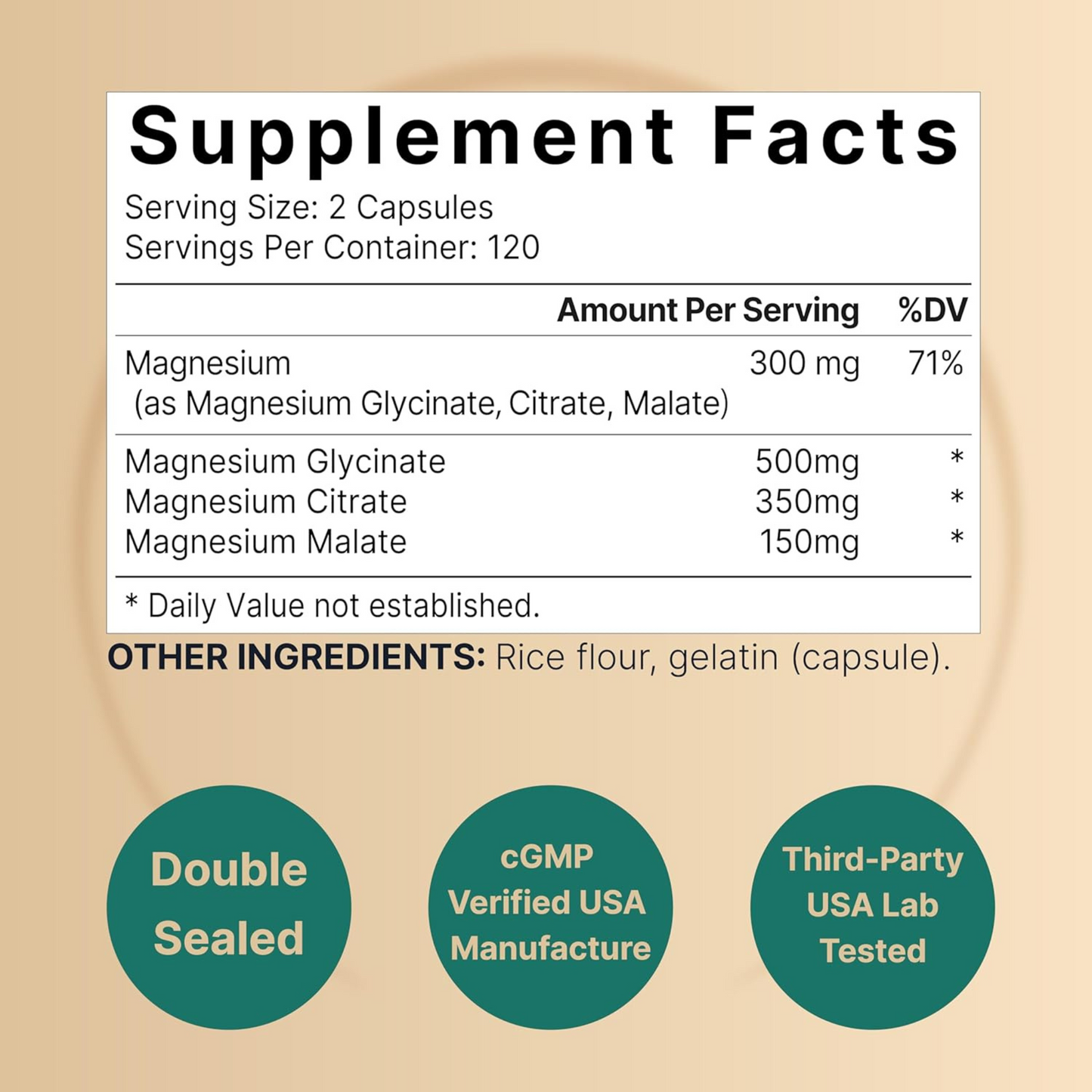NatureBell Magnésio Triple Complex, Glicinato 500mg com Citrato e Malato, 240 Cápsulas
