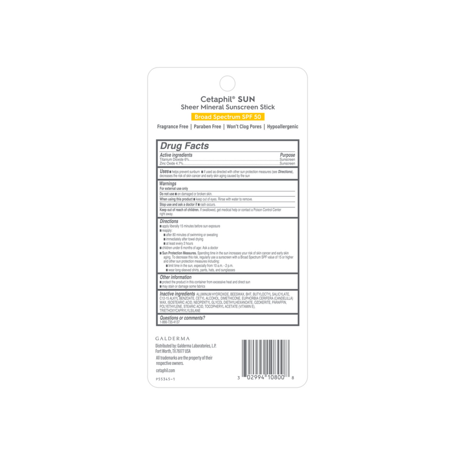Protetor Solar em Bastão Cetaphil Pure Mineral SPF 50