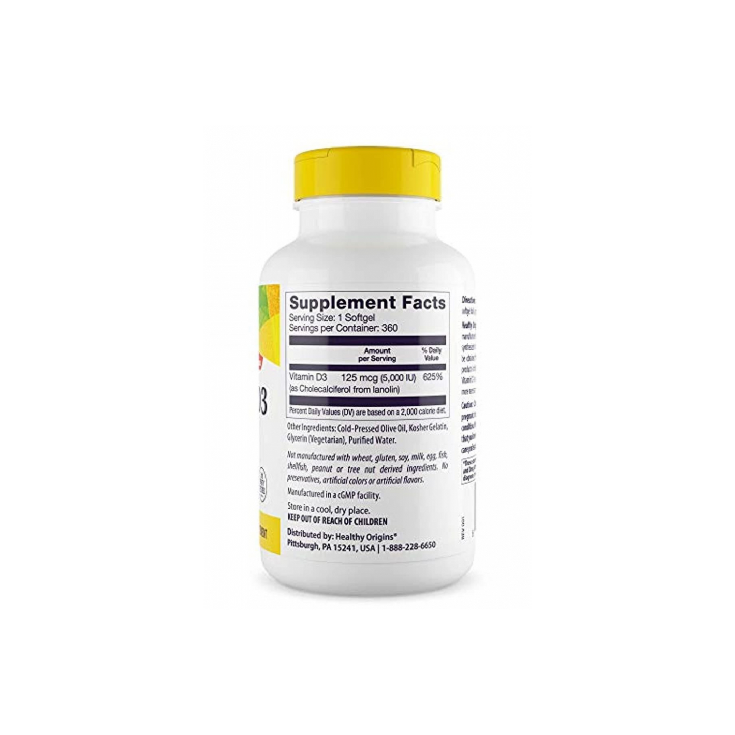 Combo 2 Healthy Origins Vitamina D3 5000 IU, 360 Softgels
