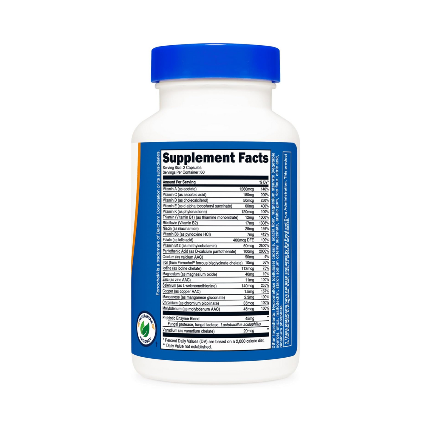 Nutricost Multivitamínico com Probióticos, 120 Cápsulas Vegetarianas