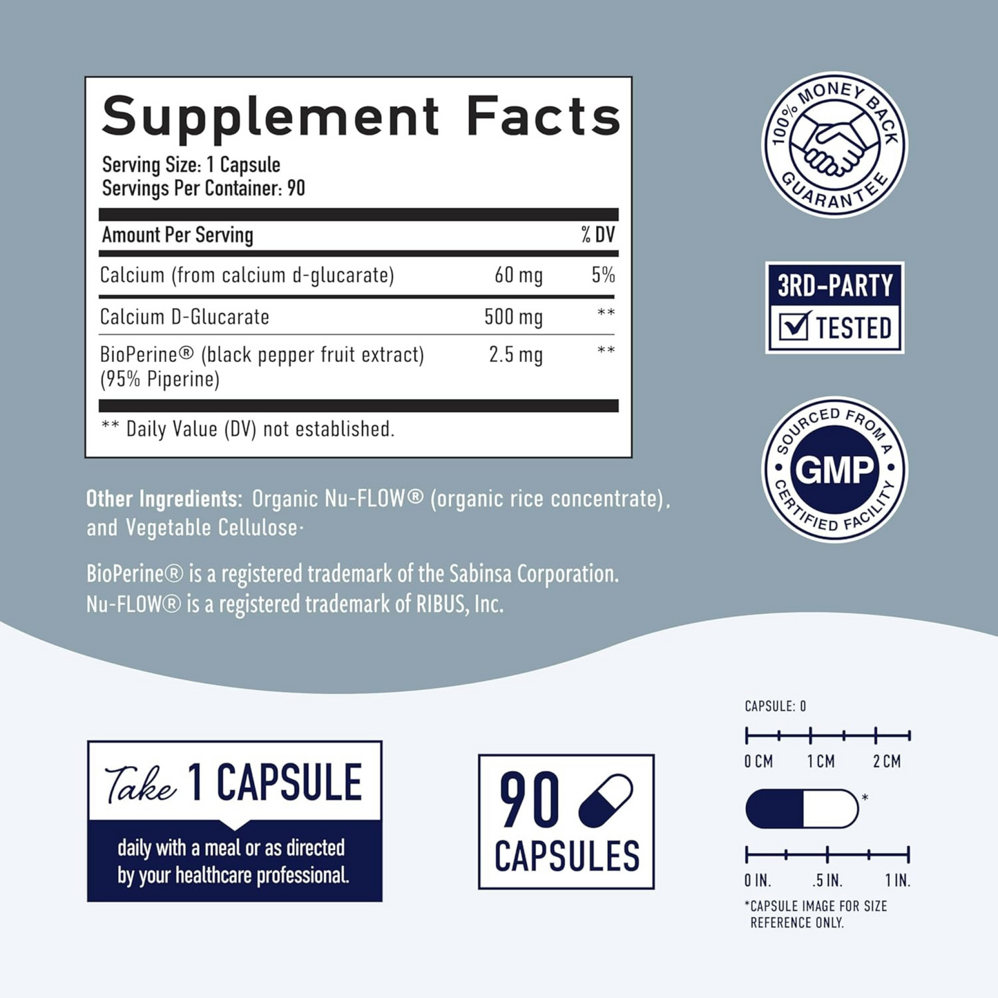 SMNutrition Cálcio D-Glucarato, 500 mg, 90 Cápsulas