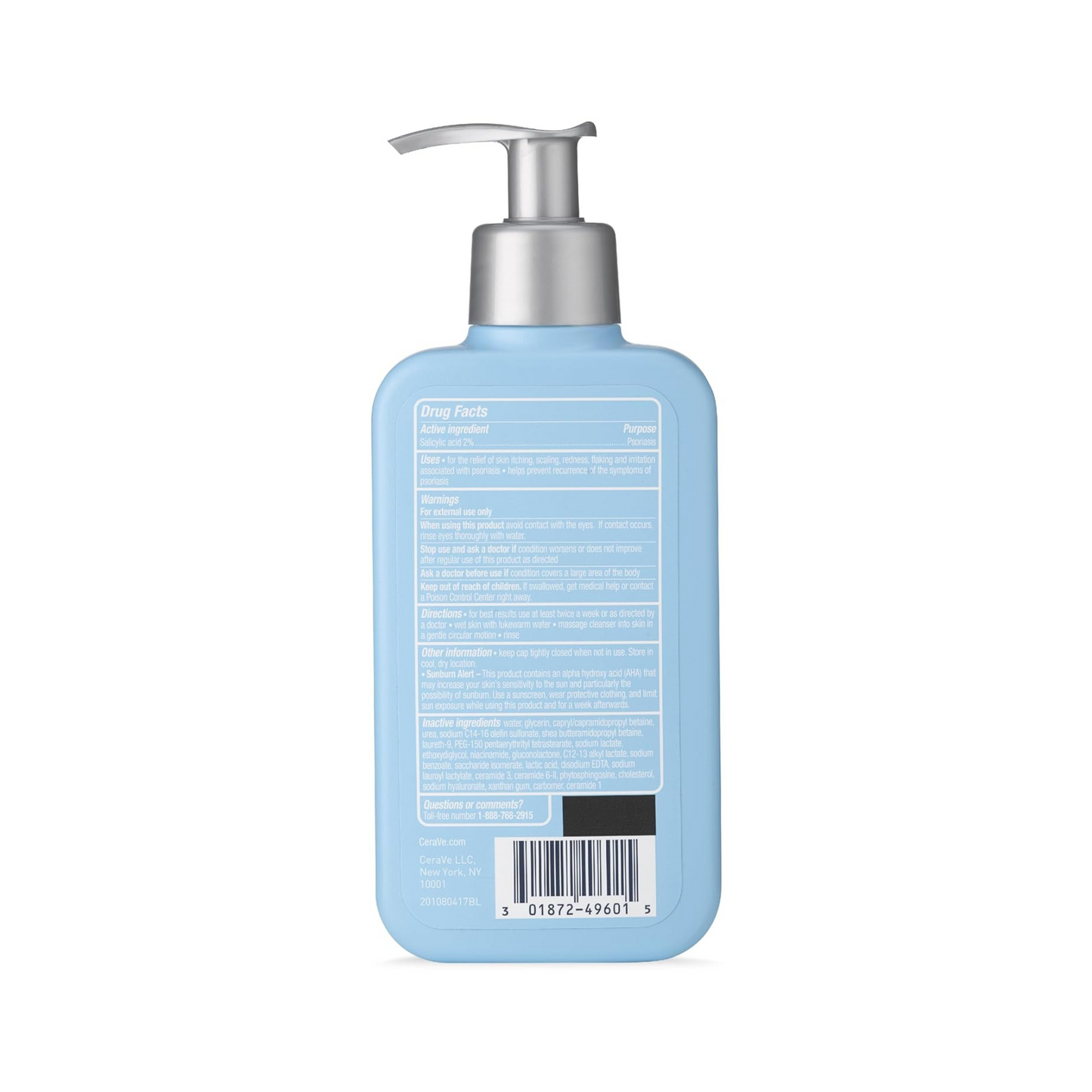 CeraVe Cleanser para Psoríase com Ácido Salicílico com Ácido Lático Esfoliante, 237 ml (8 oz)