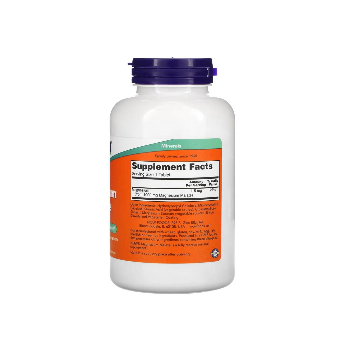 Combo 2 NOW Foods, Magnésio Malato (Dimalato), 1000 mg, 180 Comprimidos