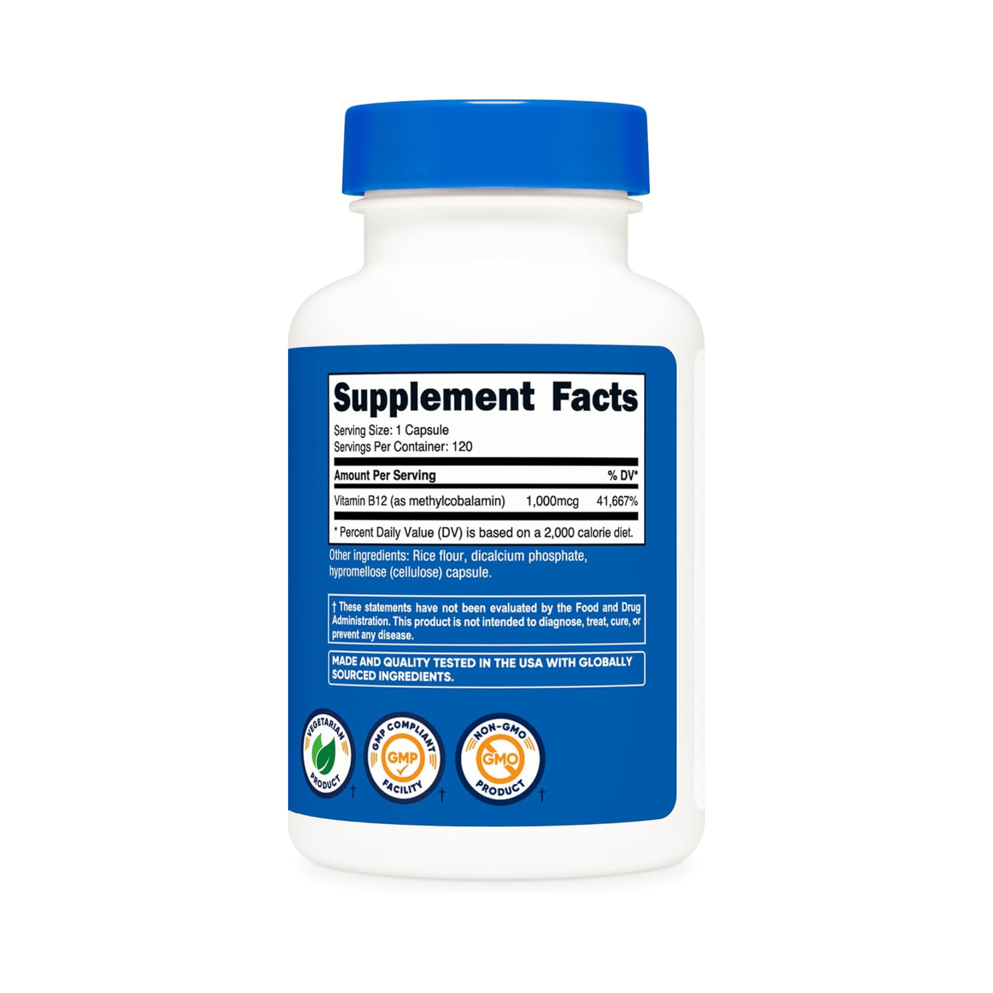 Combo 2x Nutricost Vitamina B12 (Metilcobalamina) 1000 mcg, 120 Cápsulas