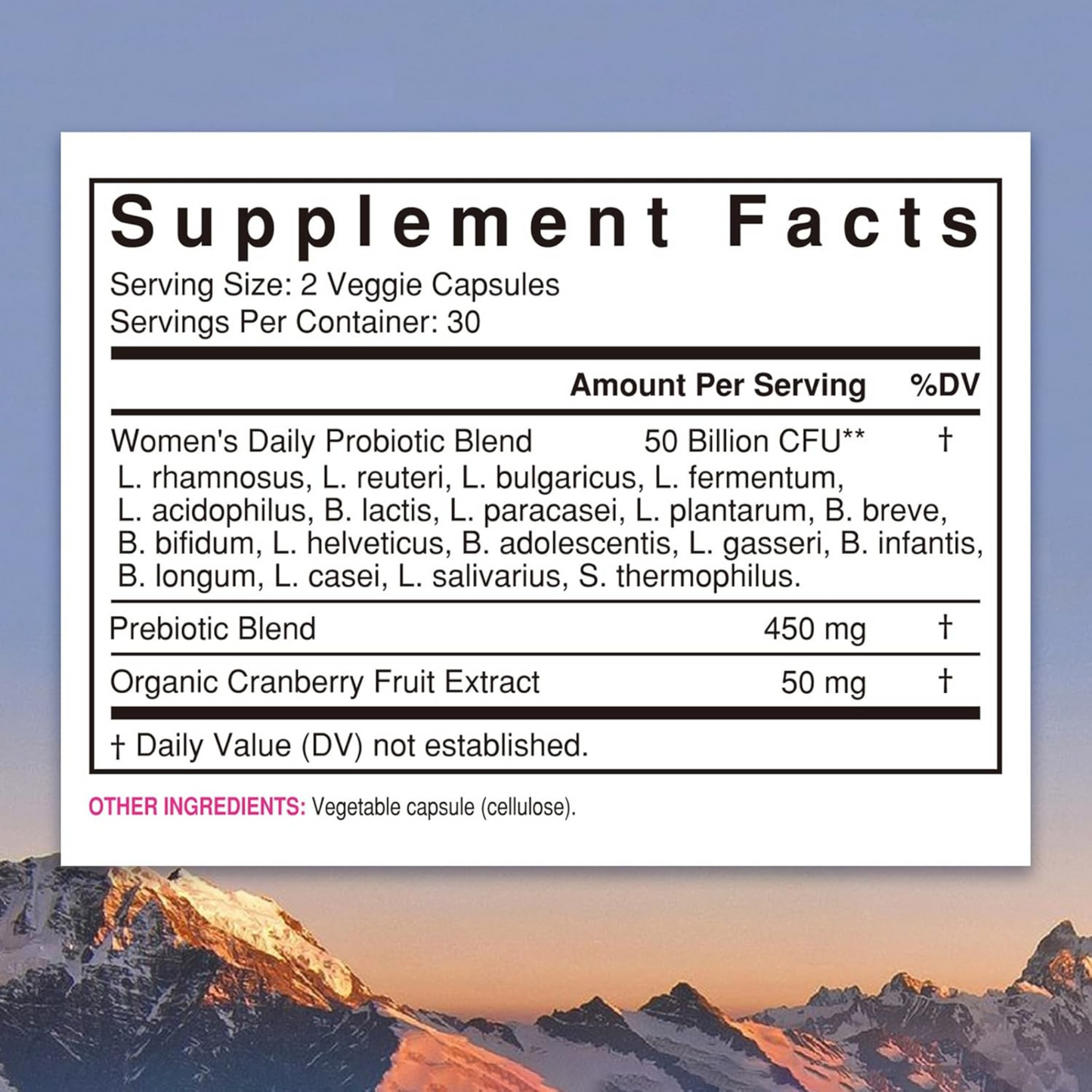 NewRhythm Women's Probiotics com Cranberry Orgânico, 50 Bilhões CFU 60 Cápsulas Veganas