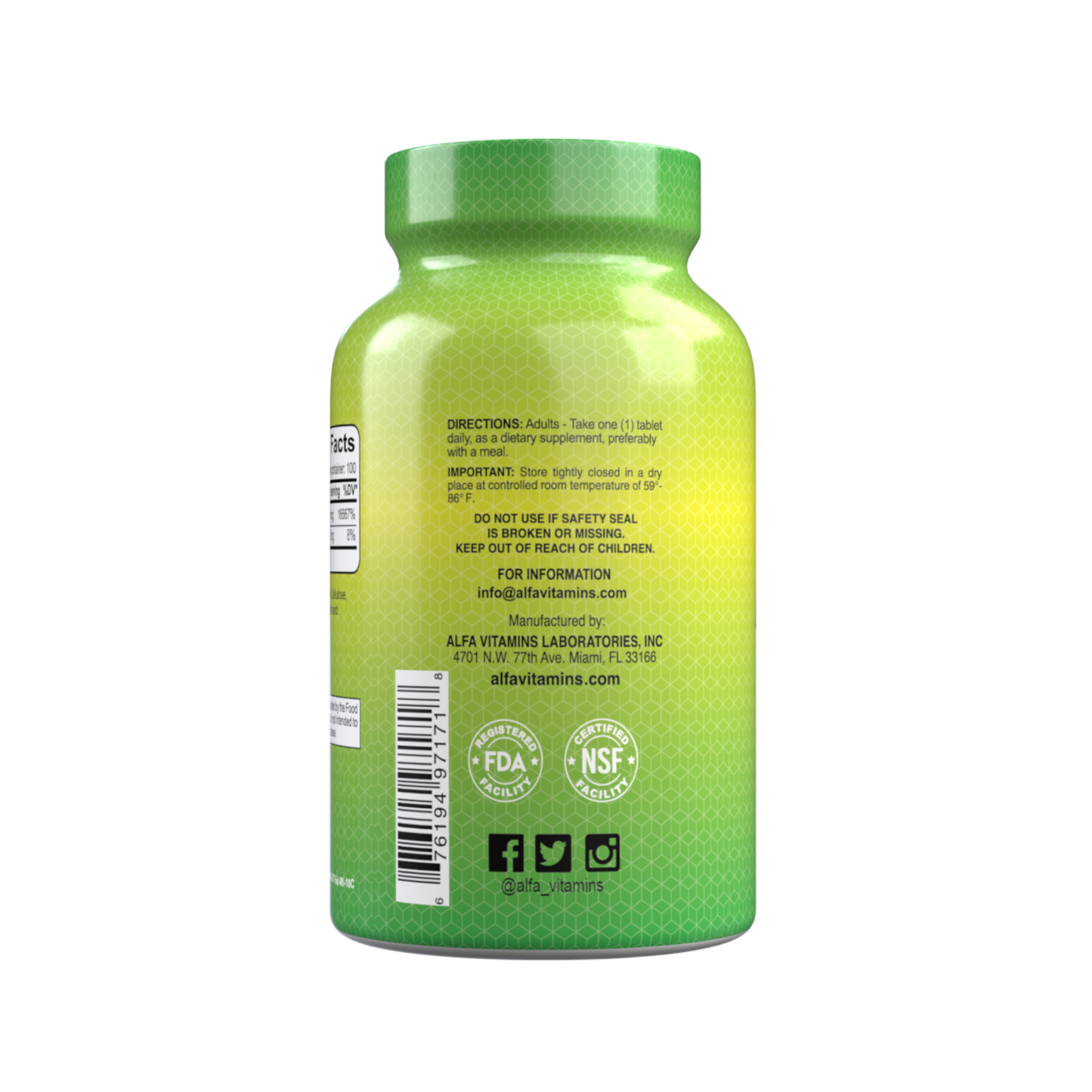Suplemento Alfa Vitamins Biotina, 5000 mcg, 100 comprimidos
