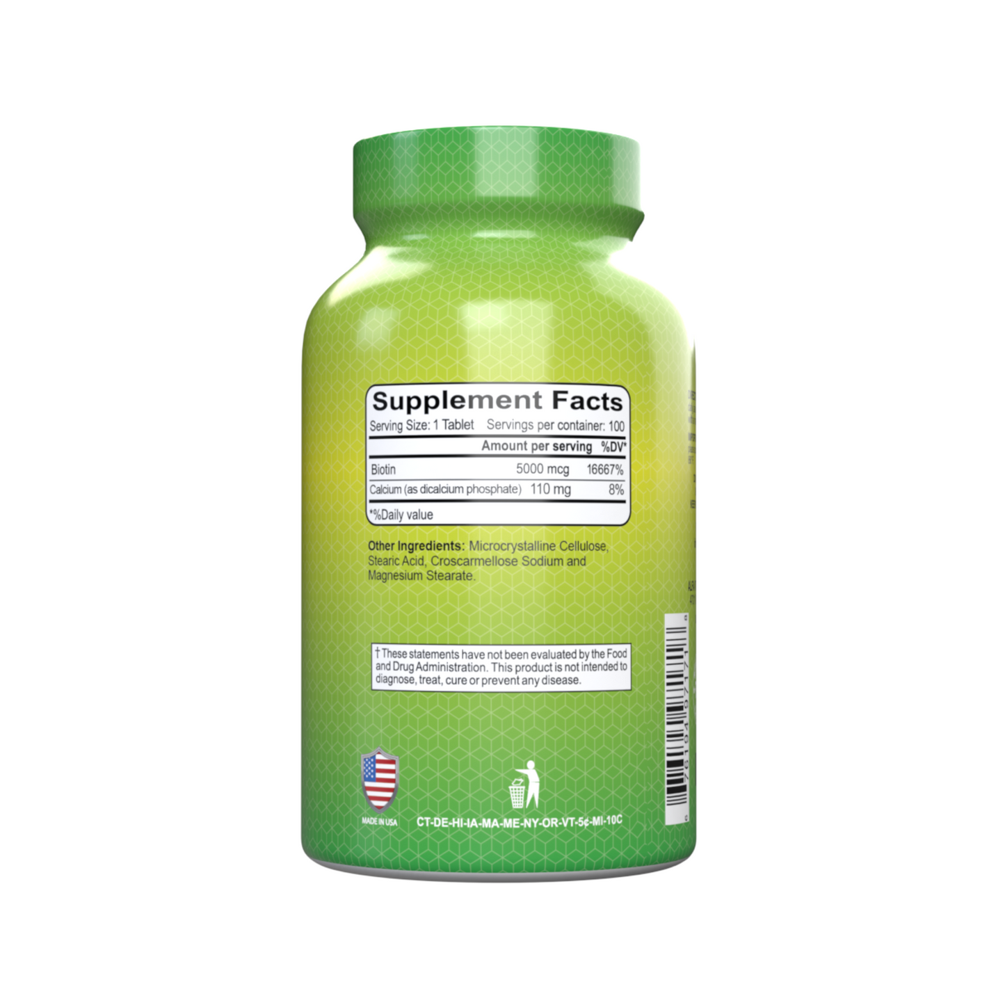 Suplemento Alfa Vitamins Biotina, 5000 mcg, 100 comprimidos