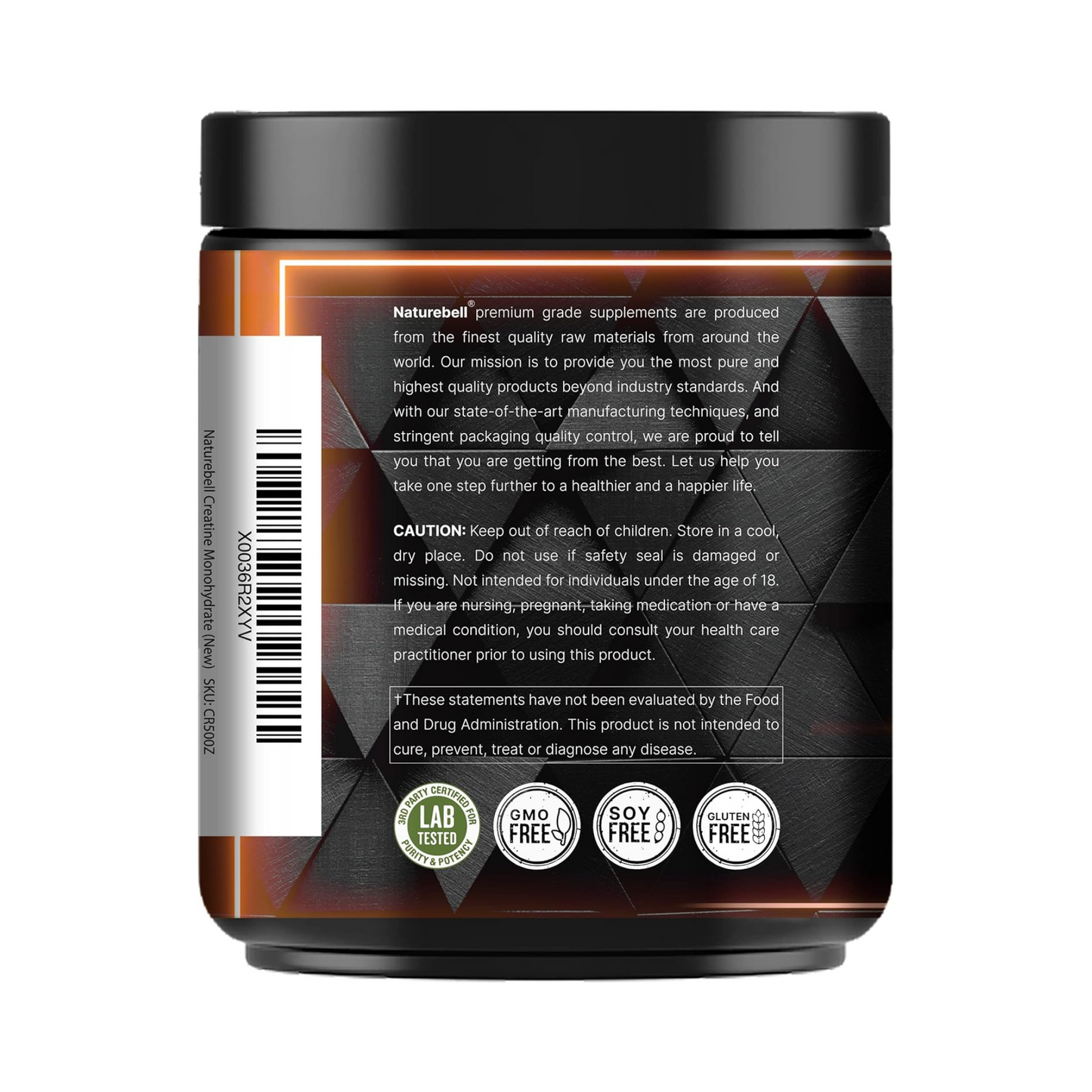 NatureBell Creatina Monohidratada 500 gramas 5000 mg por porção 100 Porções