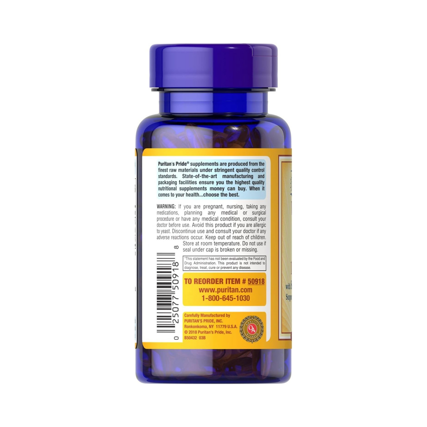 Puritan's Pride Vitamina E 184mg (400 UI) com Selênio 50mcg, 100 Softgels