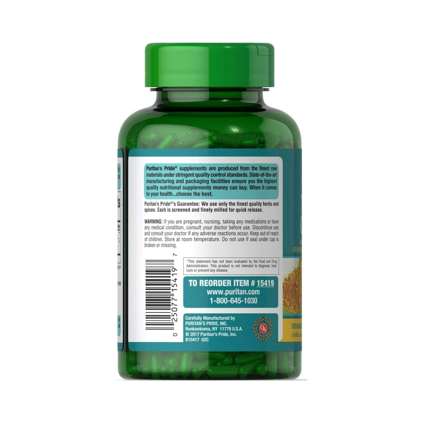 Combo 2x Puritan's Pride Cúrcuma (Turmeric Curcumin) 500mg, 180 Cápsulas