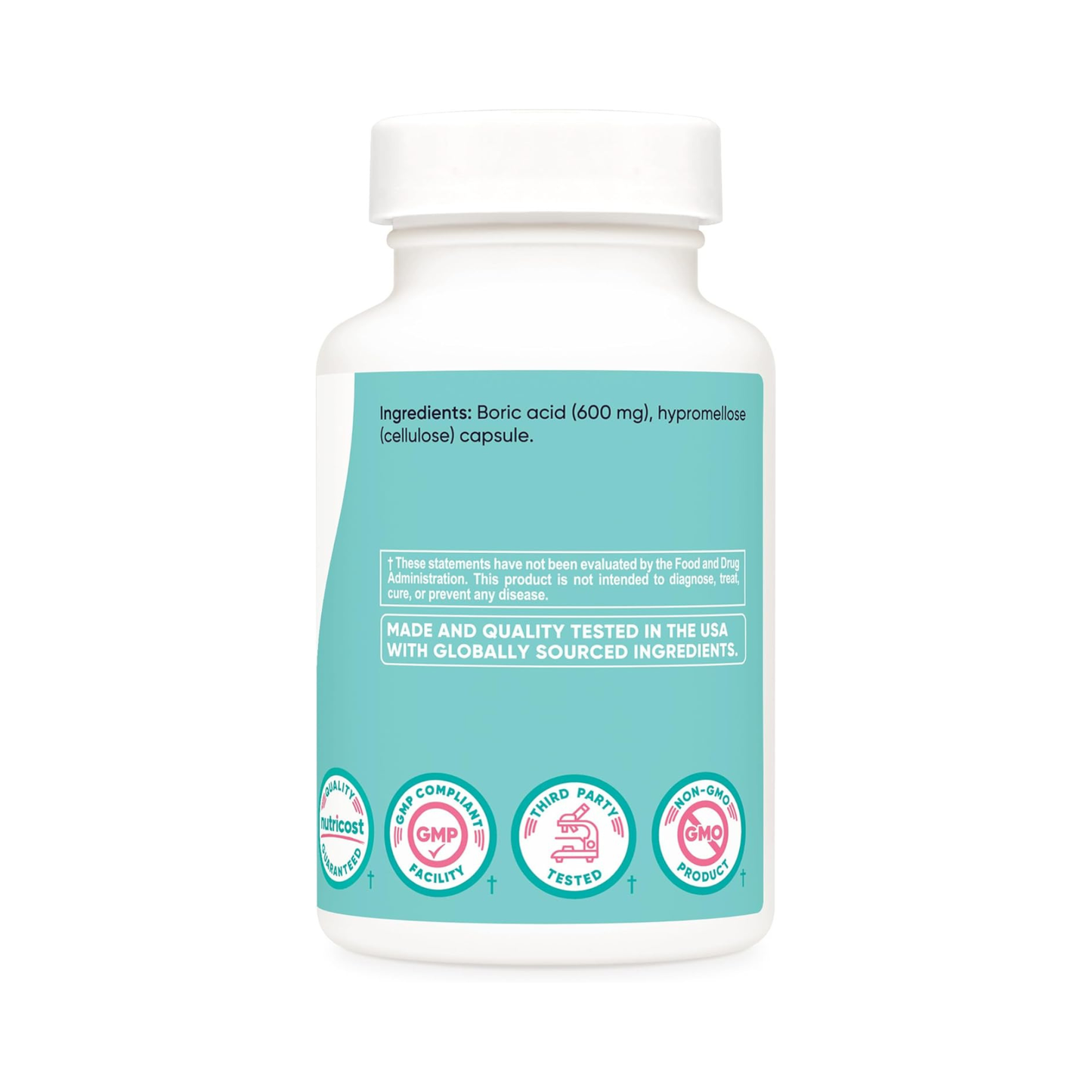 Combo 2 Nutricost Ácido Bórico 600 mg, 60 Cápsulas