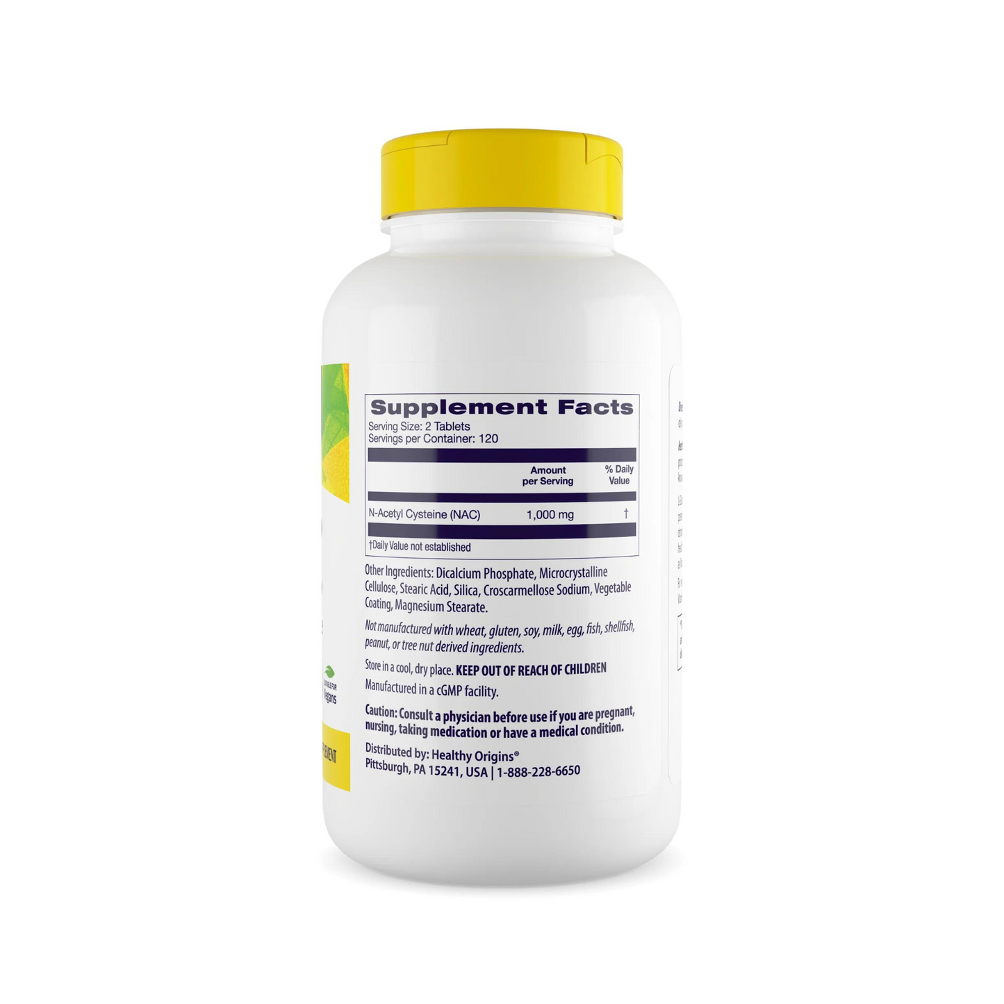 Healthy Origins N-acetil-L-cisteína (NAC) 1000 mg, 120 comprimidos