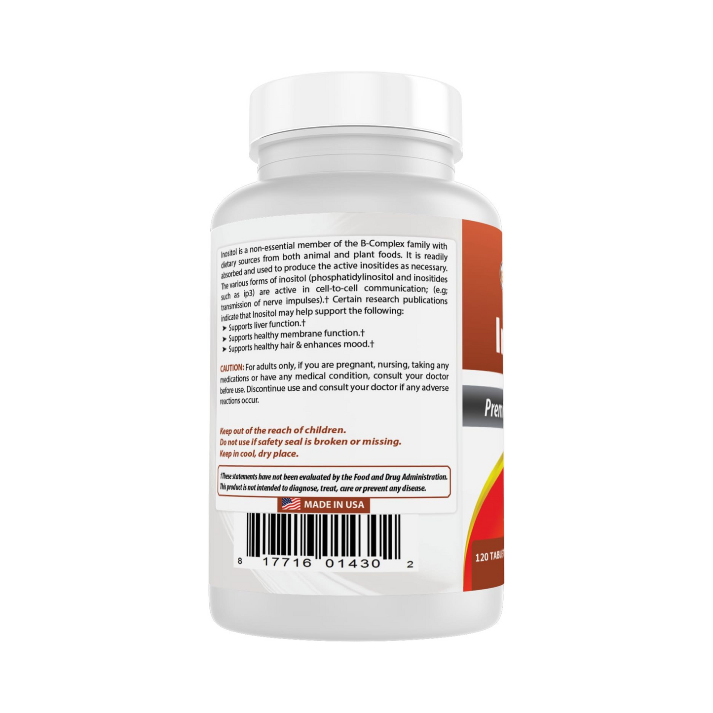 Best Naturals Inositol 1000 mg, 120 Comprimidos