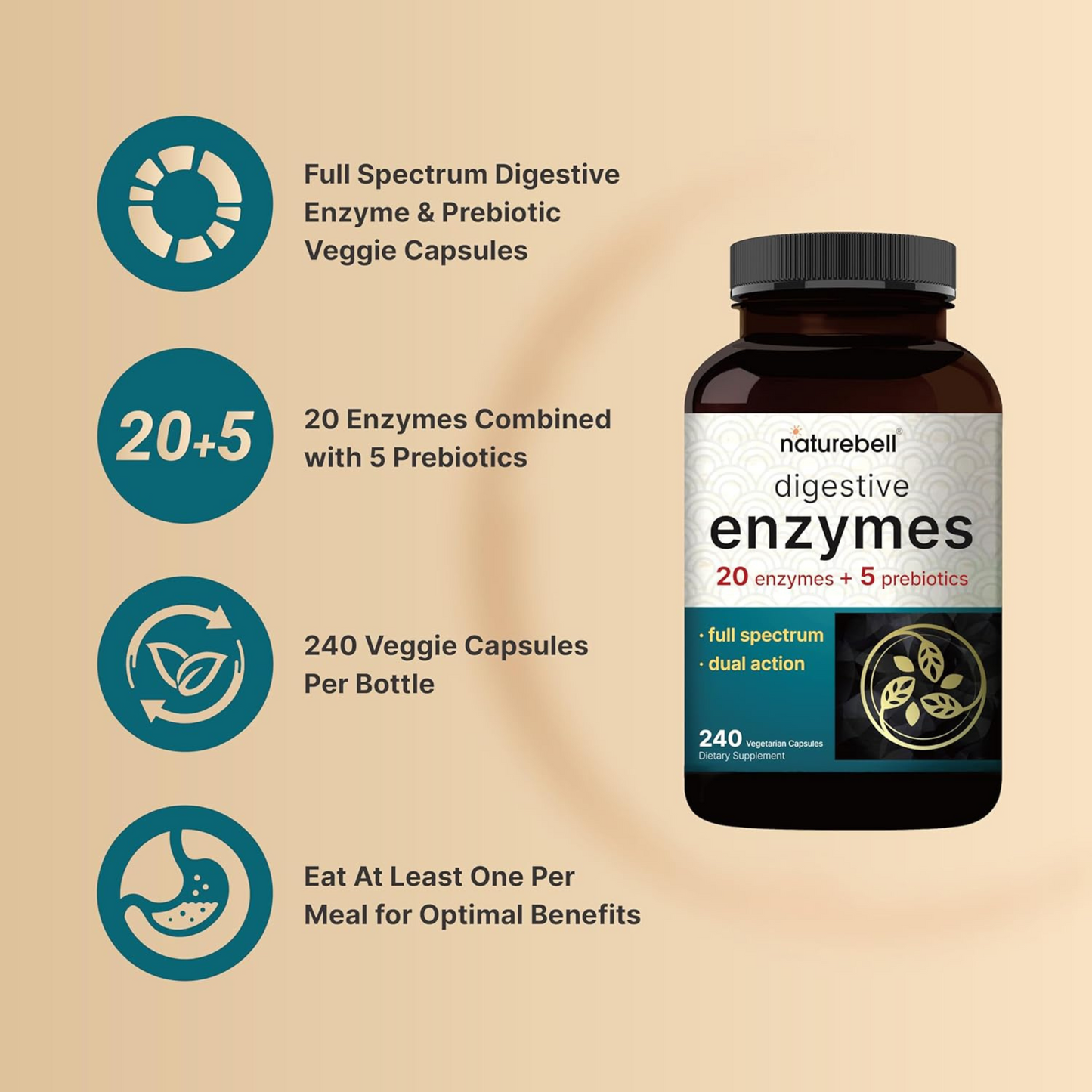 NatureBell Enzimas Digestivas 240 Cápsulas Softgel