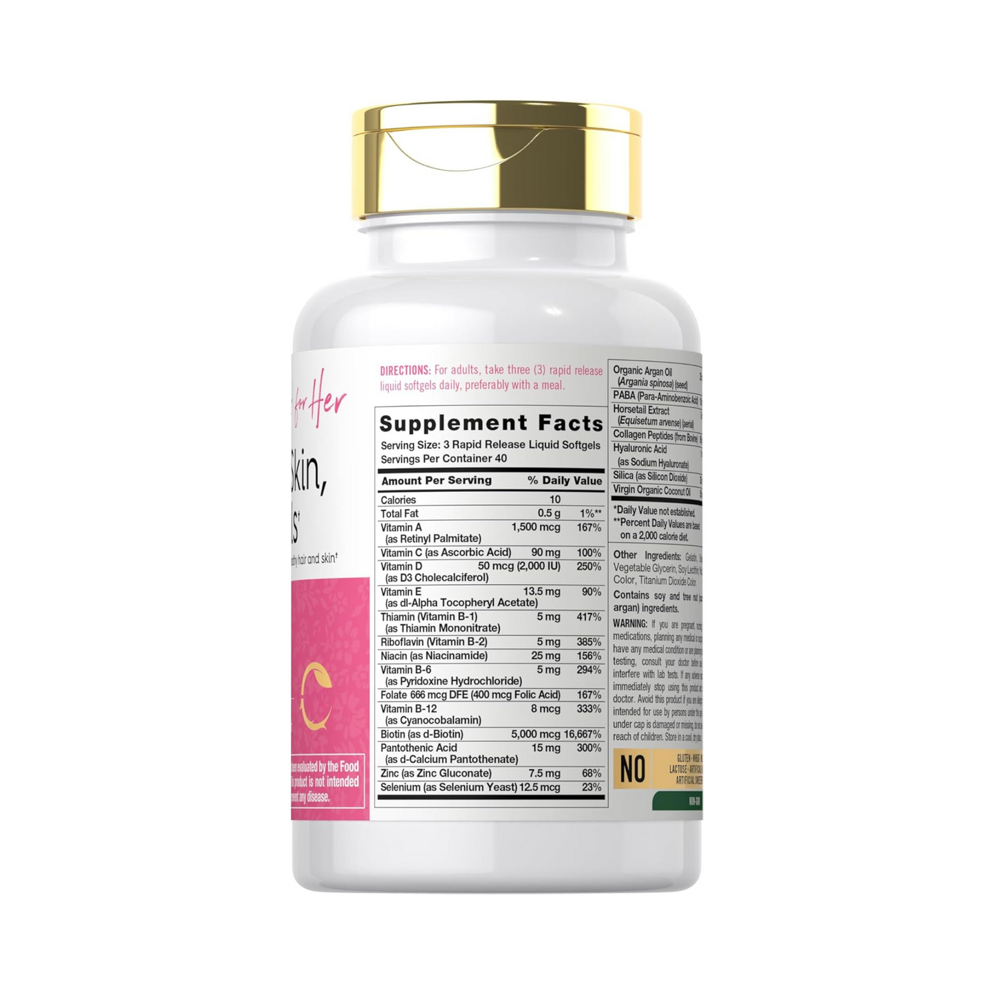 Carlyle Vitamina para Cabelo, Pele e Unhas, 120 Cápsulas