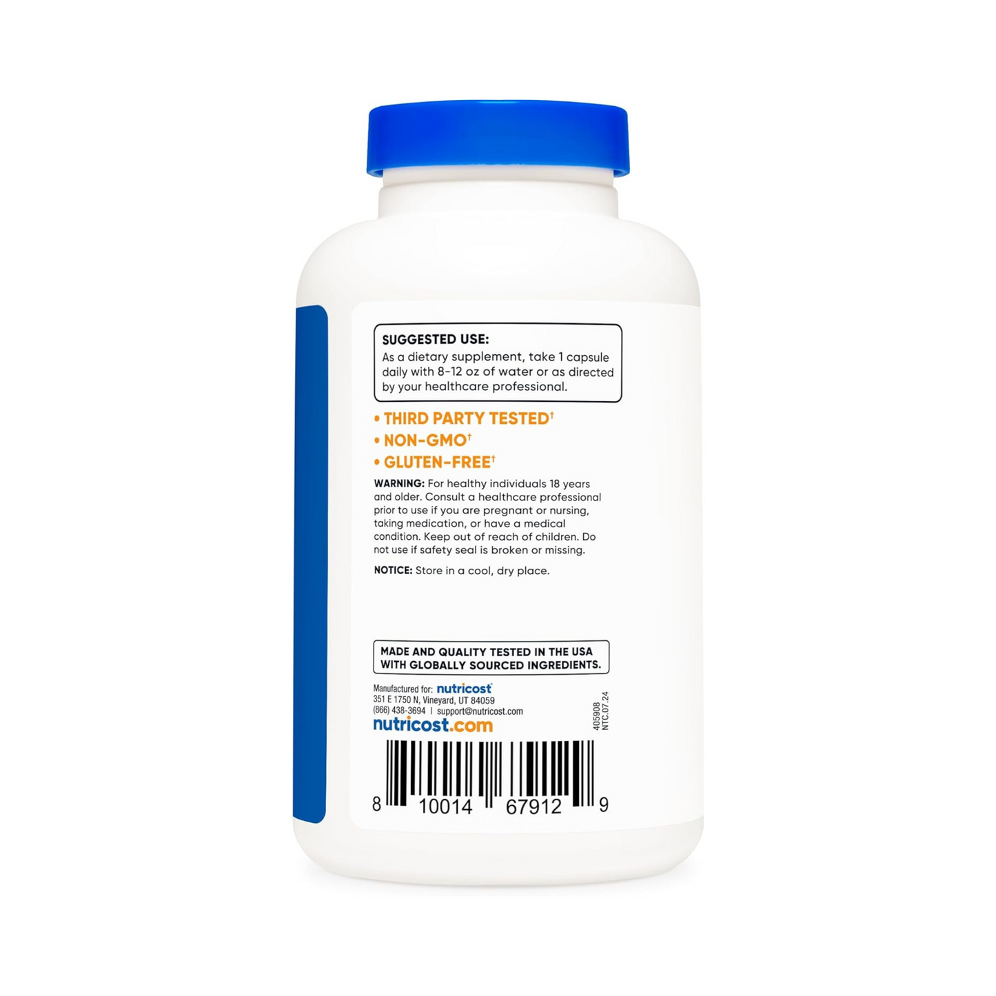 Nutricost Vinagre de Maçã 500 mg 240 Cápsulas Vegetarianas