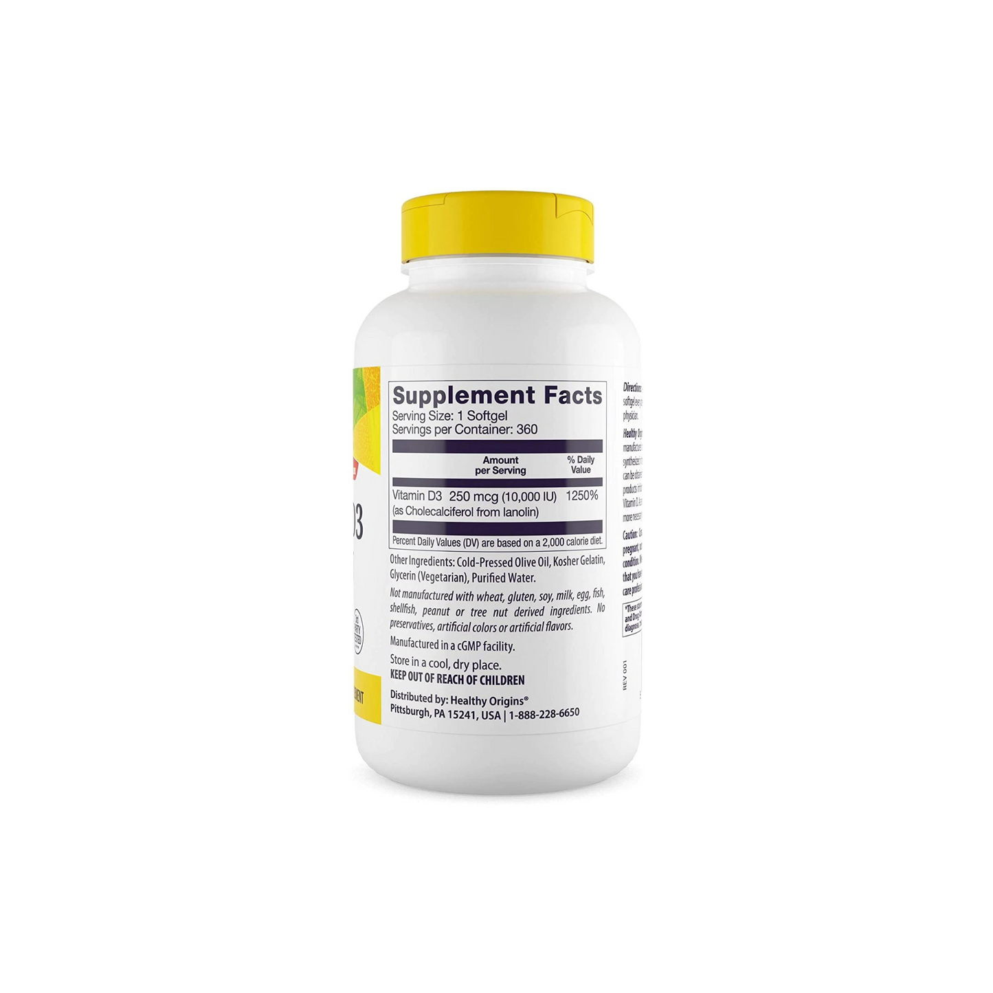 Combo 1 Healthy Origins, D3, 10000IU, 360 Softgels + 1 Nature's Bounty, Melatonina, 3 mg, 240 Comprimidos