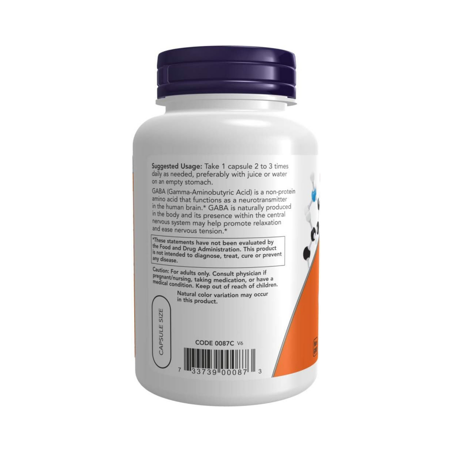 Combo NOW Vitaminas GABA 500 mg, 100 Cápsulas Vegetais