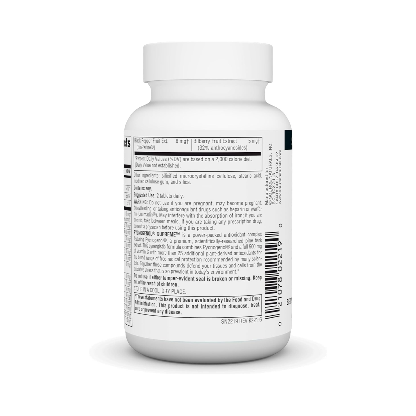 Source Naturals Pycnogenol Supreme, Complexo Antioxidante de Frutas Vermelhas e Botânico, 30 Comprimidos
