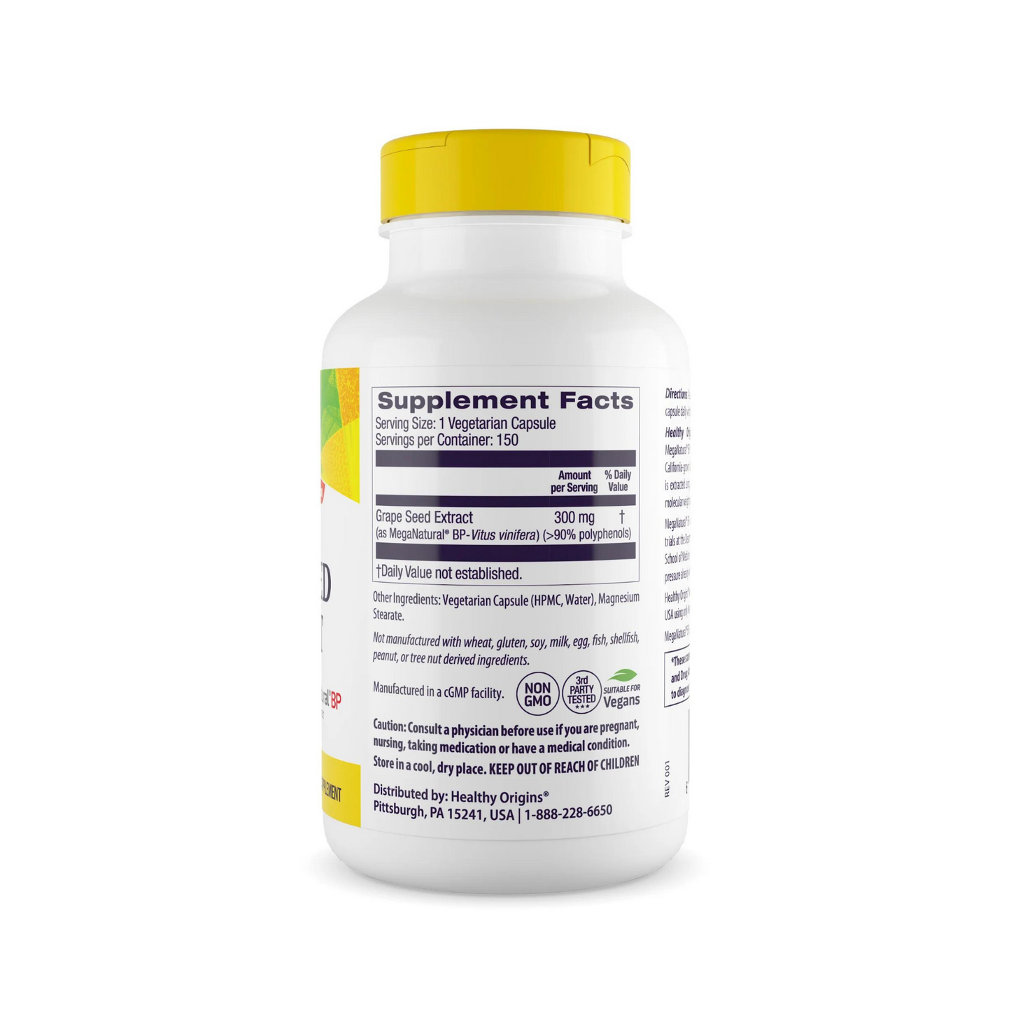 Healthy Origins Extrato de Semente de Uva MegaNatural-BP, 150 Cápsulas Gelatinosas Vegetais