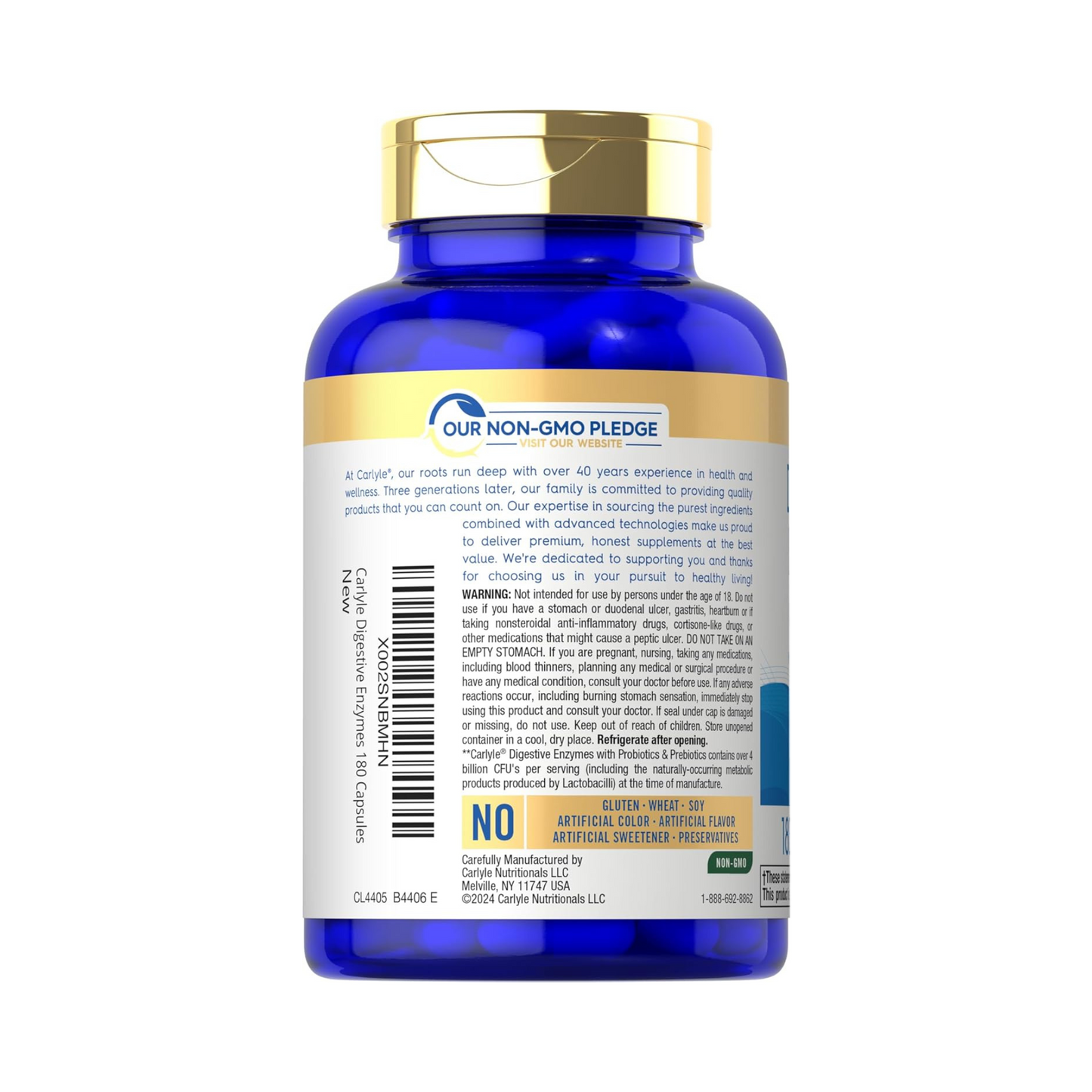 Carlyle Enzimas Digestivas com Probióticos e Prebióticos, 180 Cápsulas