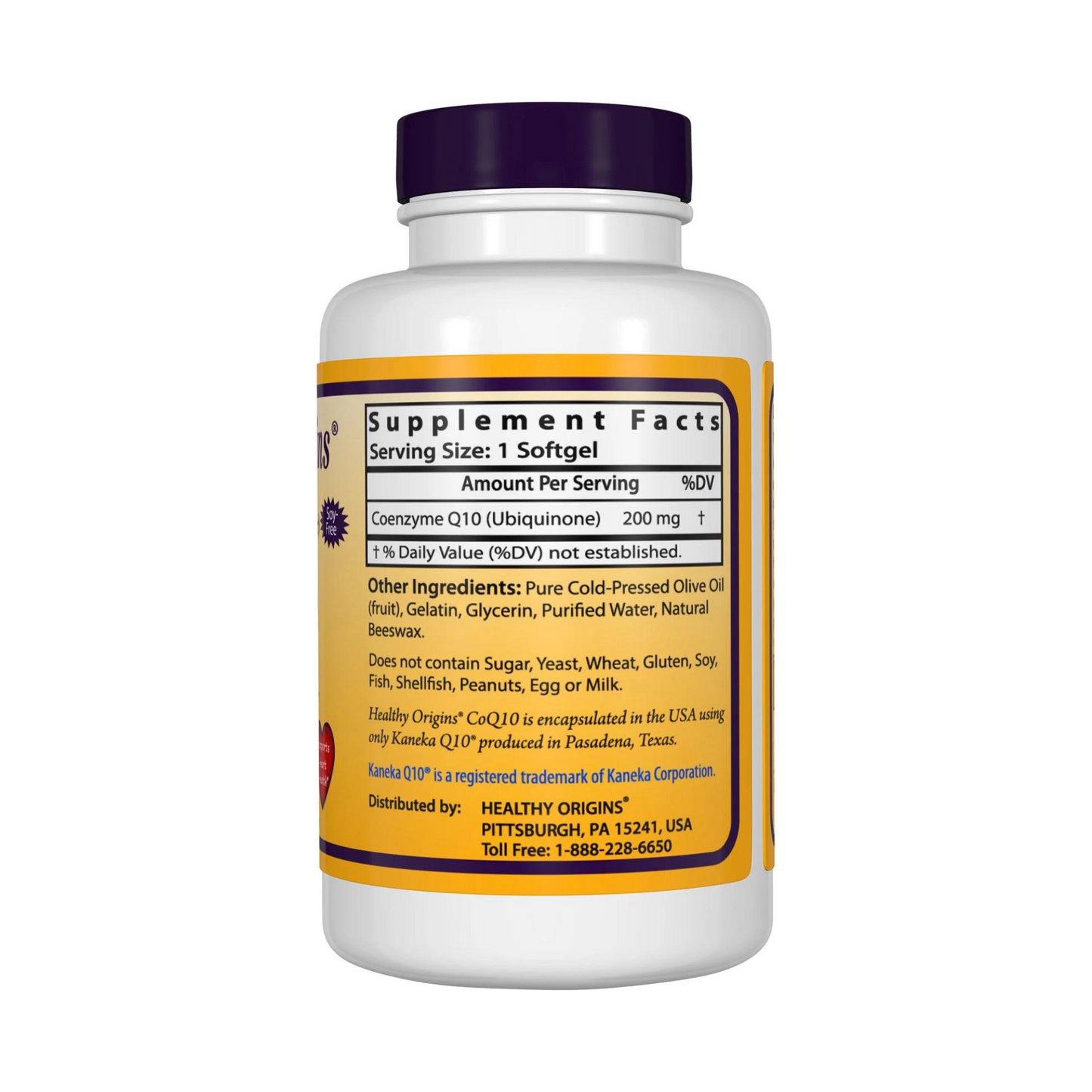 Healthy Origins CoQ10 200 mg (Kaneka Q10), 60 Cápsulas Softgels