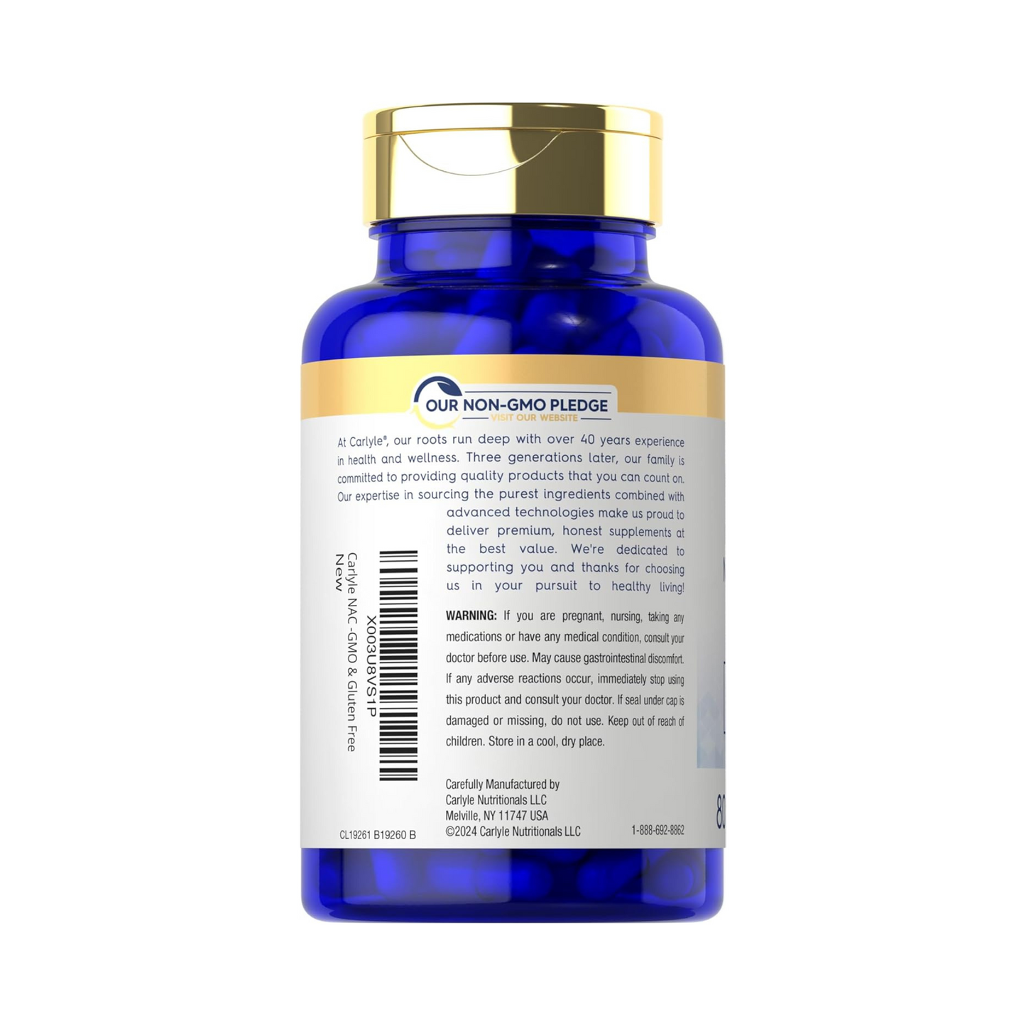 Carlyle NAC 1000 mg com Selênio e Molibdênio, 80 Cápsulas Vegetarianas